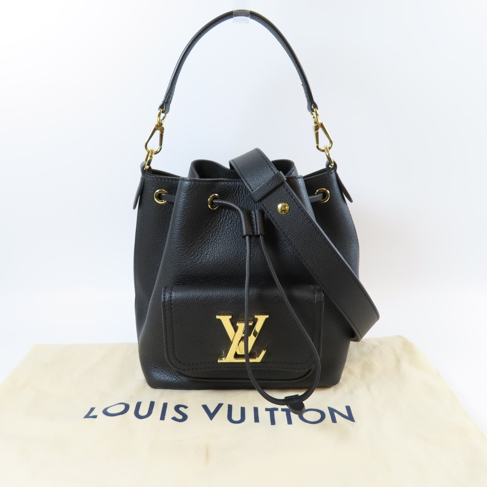 LOUIS VUITTON 牛皮皮革Lockme金扣手挽肩背兩用袋黑色