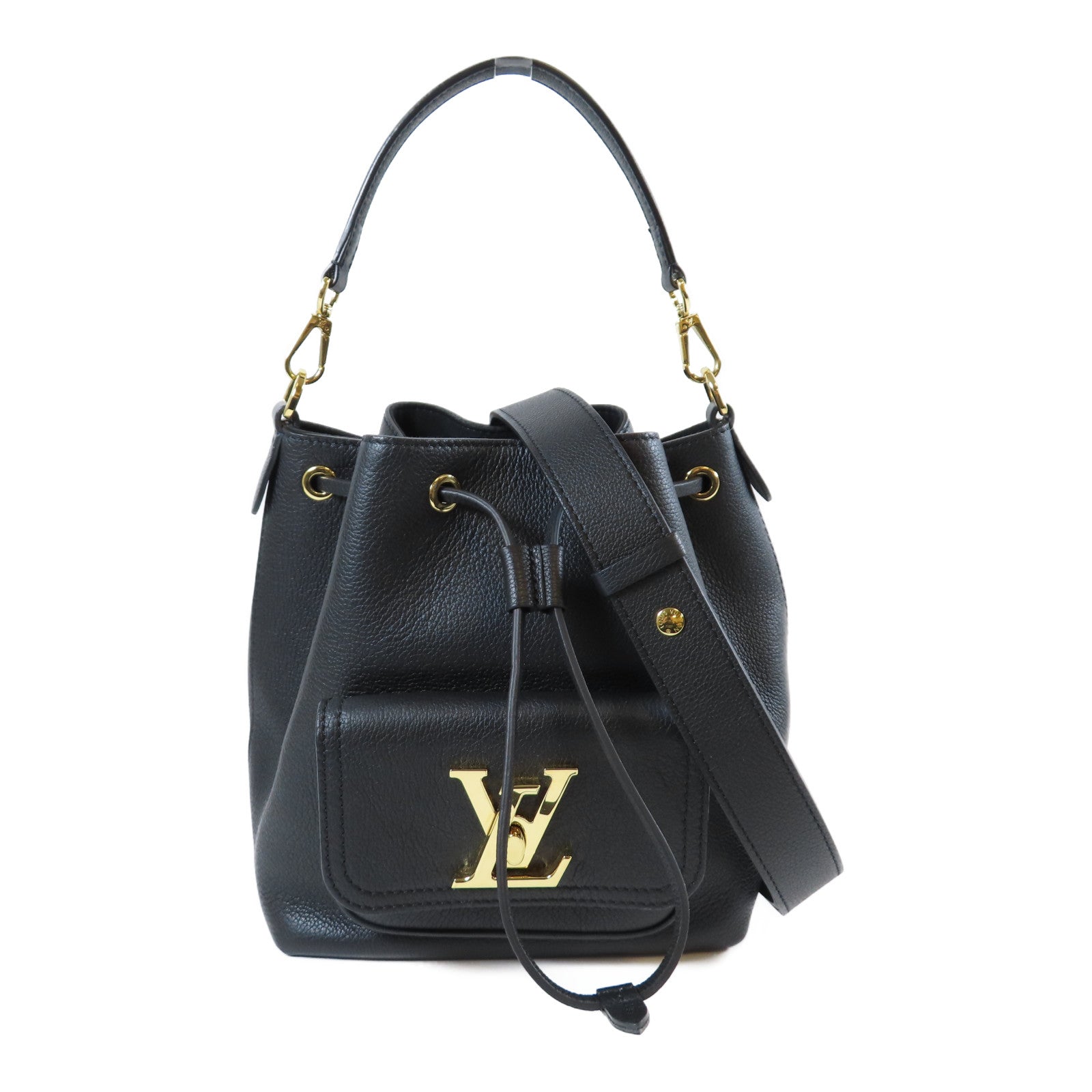 LOUIS VUITTON 牛皮皮革Lockme金扣手挽肩背兩用袋黑色