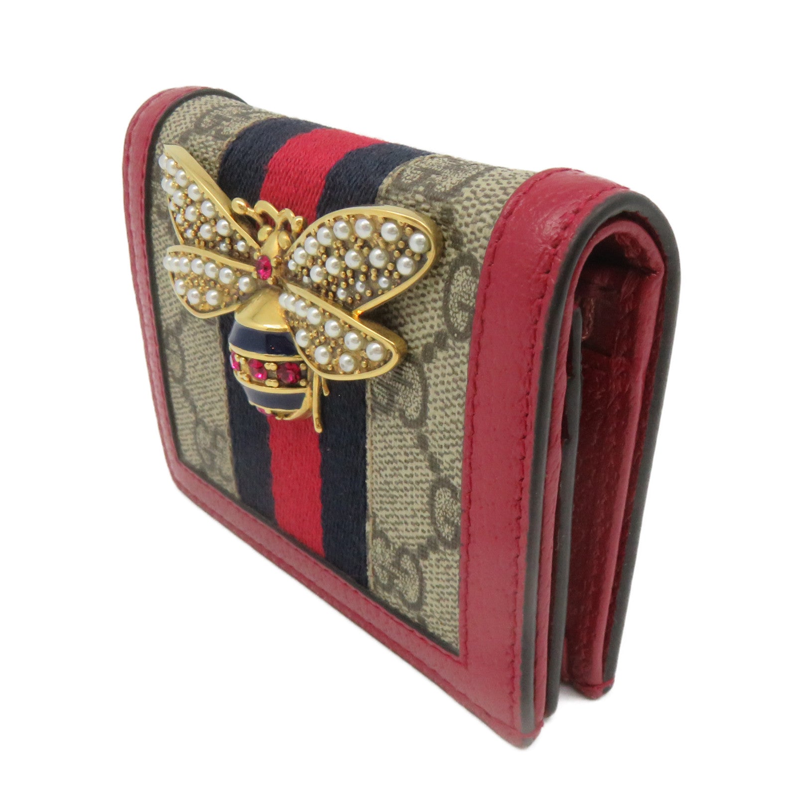 GUCCI 涂层帆布Mini Wallet短钱包啡色/红色