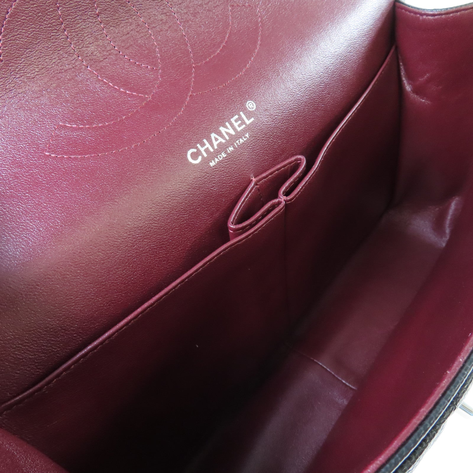 CHANEL 菱格Caviar皮革Jumbo Classic Flap Bag銀扣鏈帶肩背袋黑色