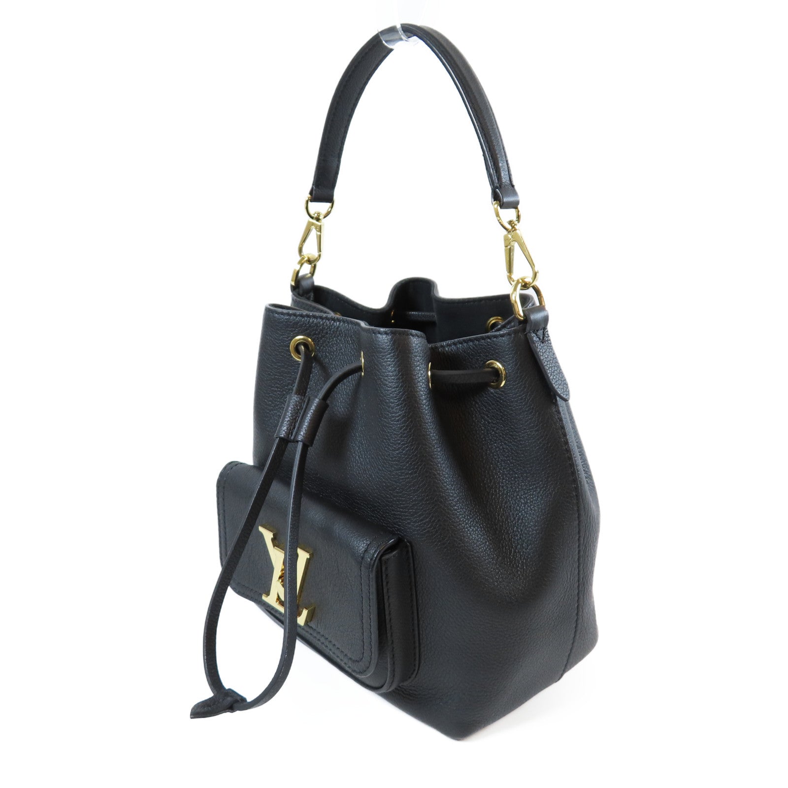 LOUIS VUITTON 牛皮皮革Lockme金扣手挽肩背兩用袋黑色