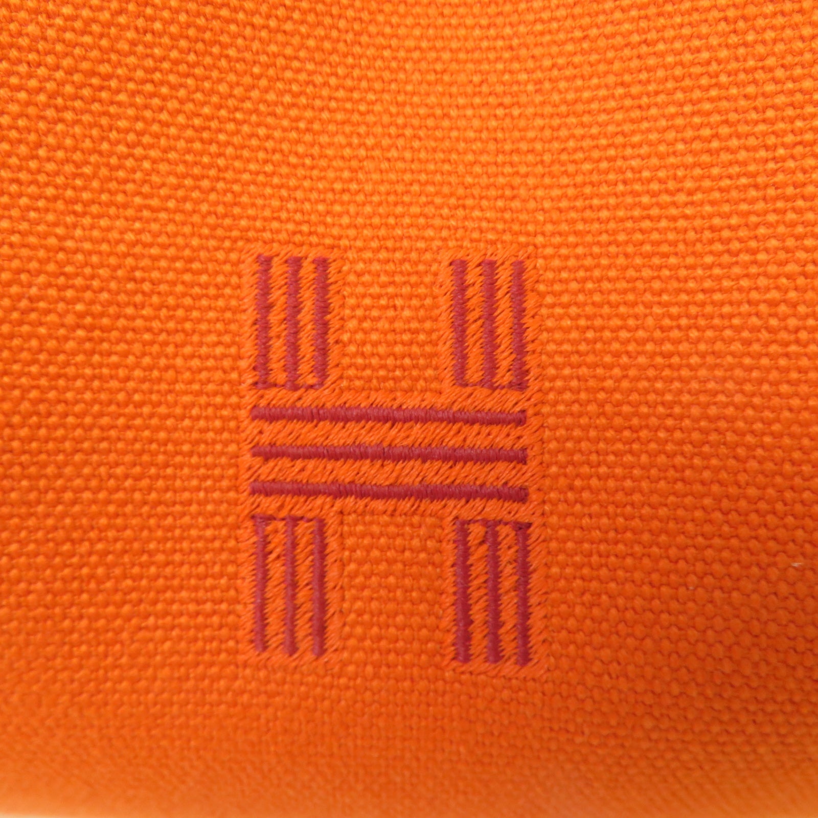 HERMES 帆布Bride A Brac銀扣手挽袋橙色