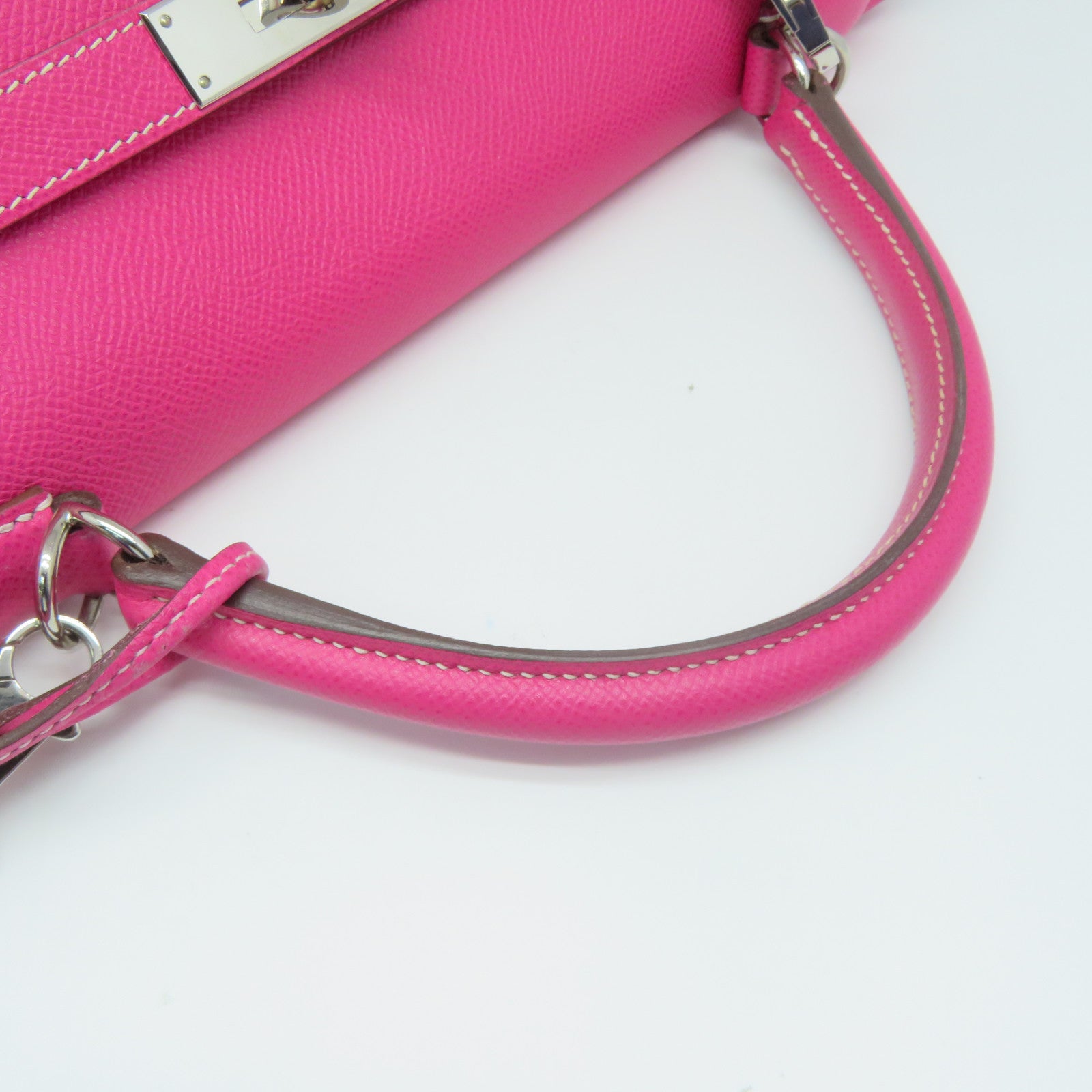 HERMES Epsom皮革Kelly 32银扣手挽肩背两用袋Tosca萤光桃红