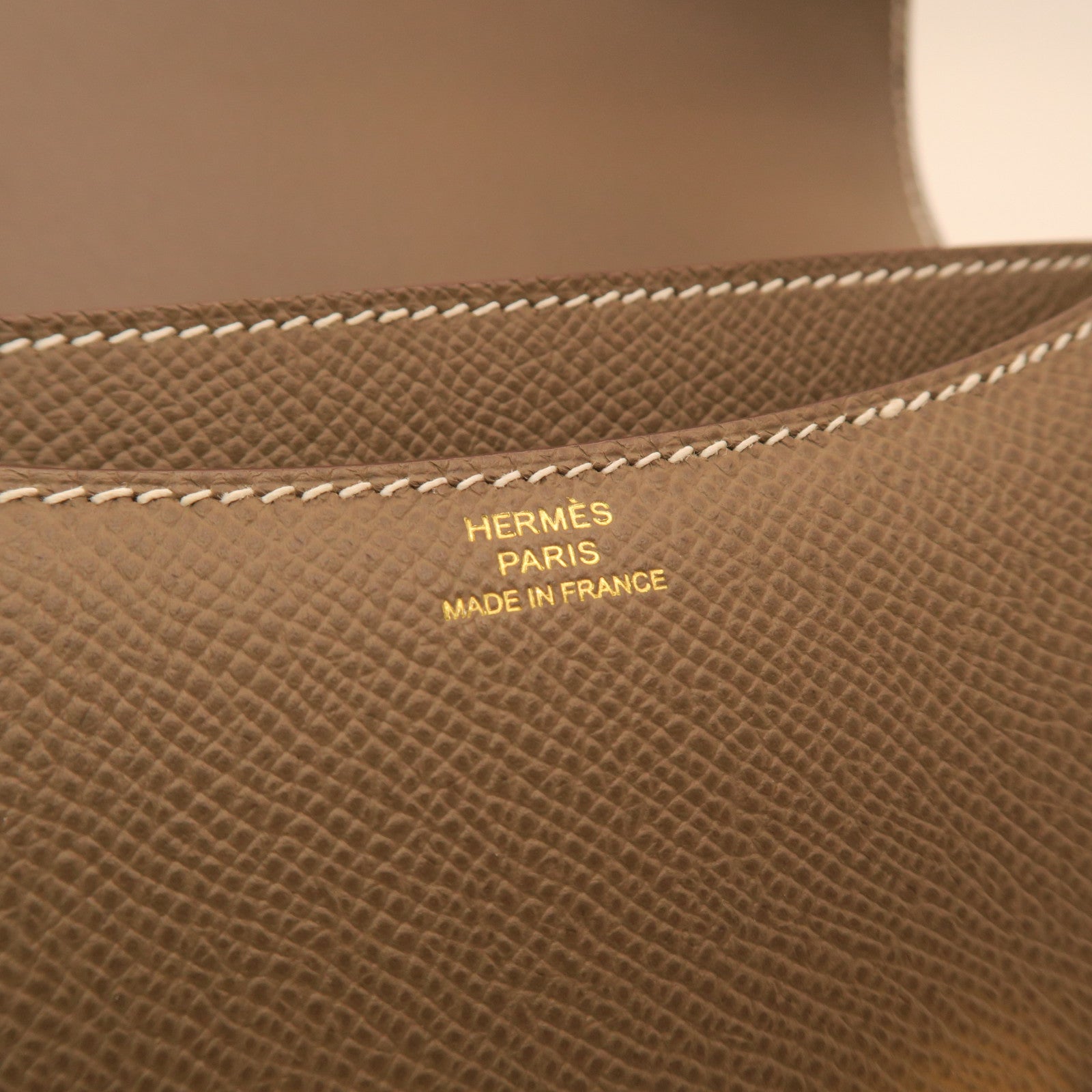 HERMES Veau Epsom Leather Constance Mini Gold Buckle Shoulder Bag Elephant Gray