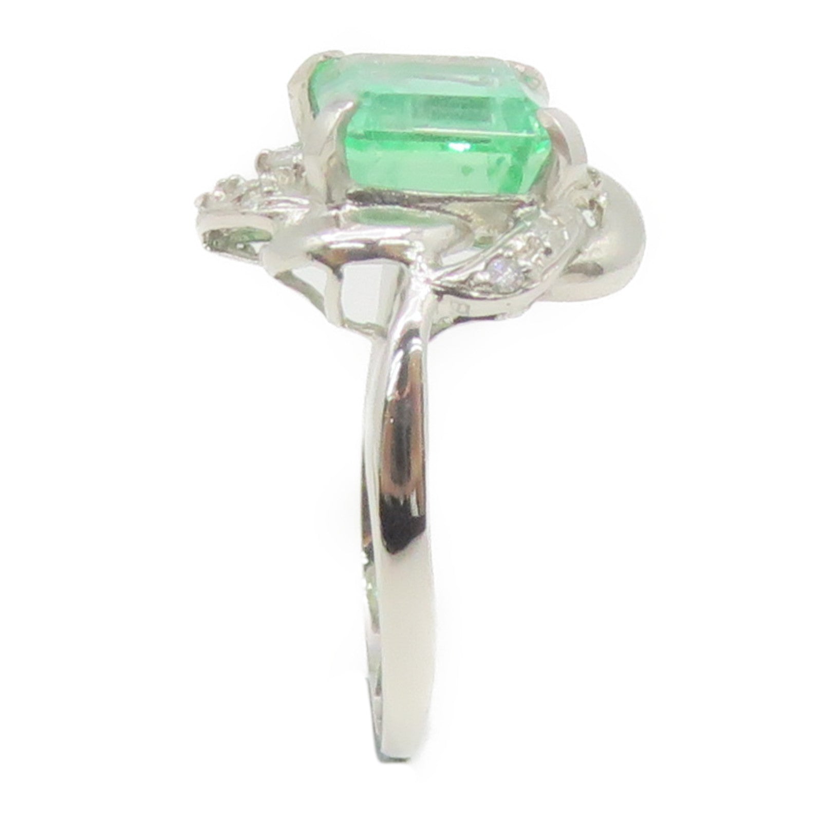 JEWELRY 【激减优惠】Pt1000铂金Emerald Ring 2.00绿宝石/0.10ct钻石戒指US#7.25