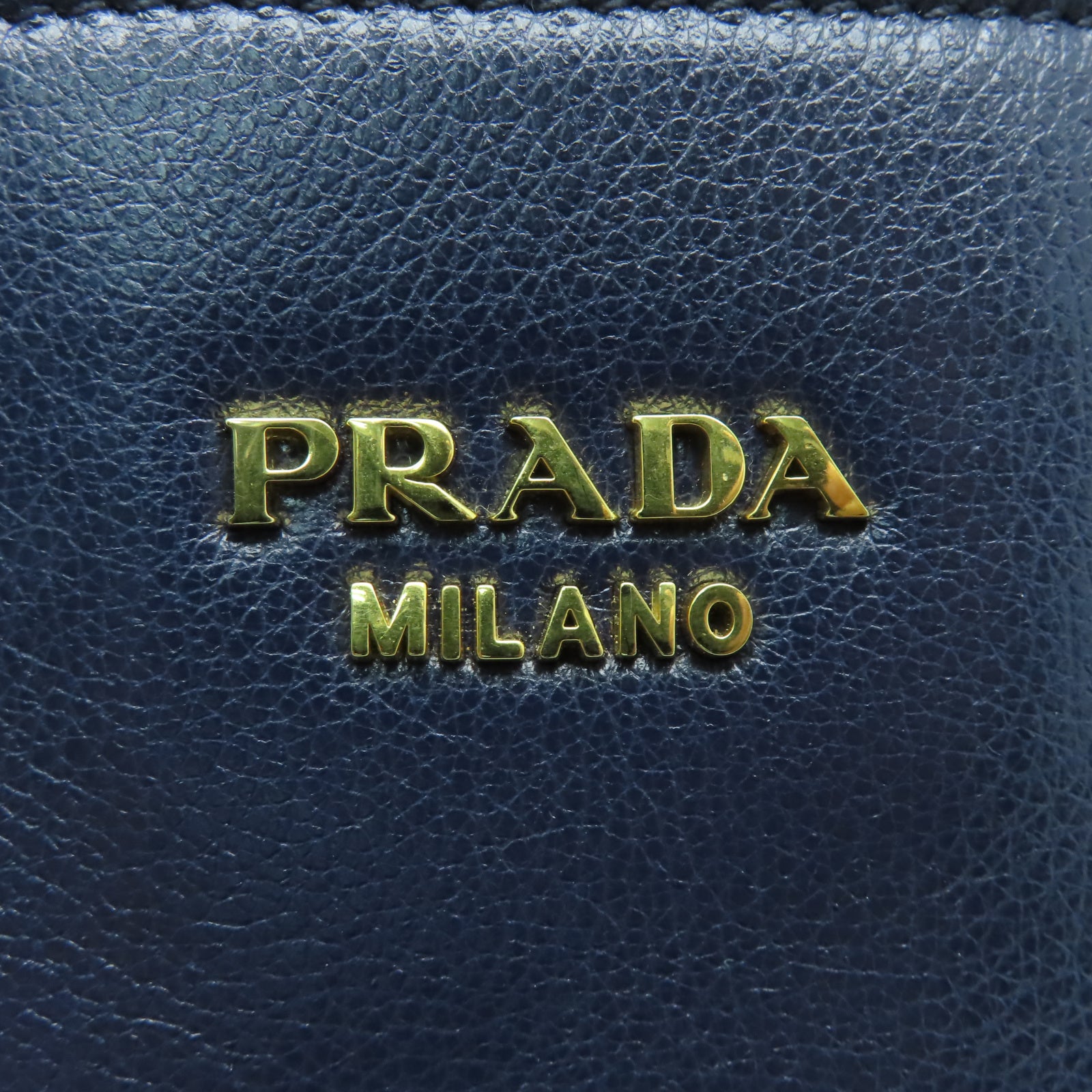 PRADA 牛皮皮革2 Way Shoulder金扣手挽肩背兩用袋藍色