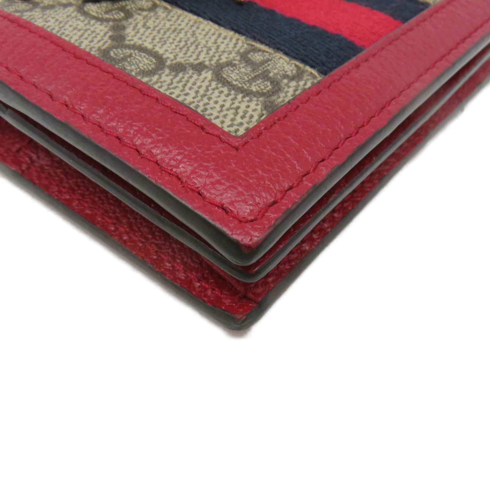 GUCCI 涂层帆布Mini Wallet短钱包啡色/红色