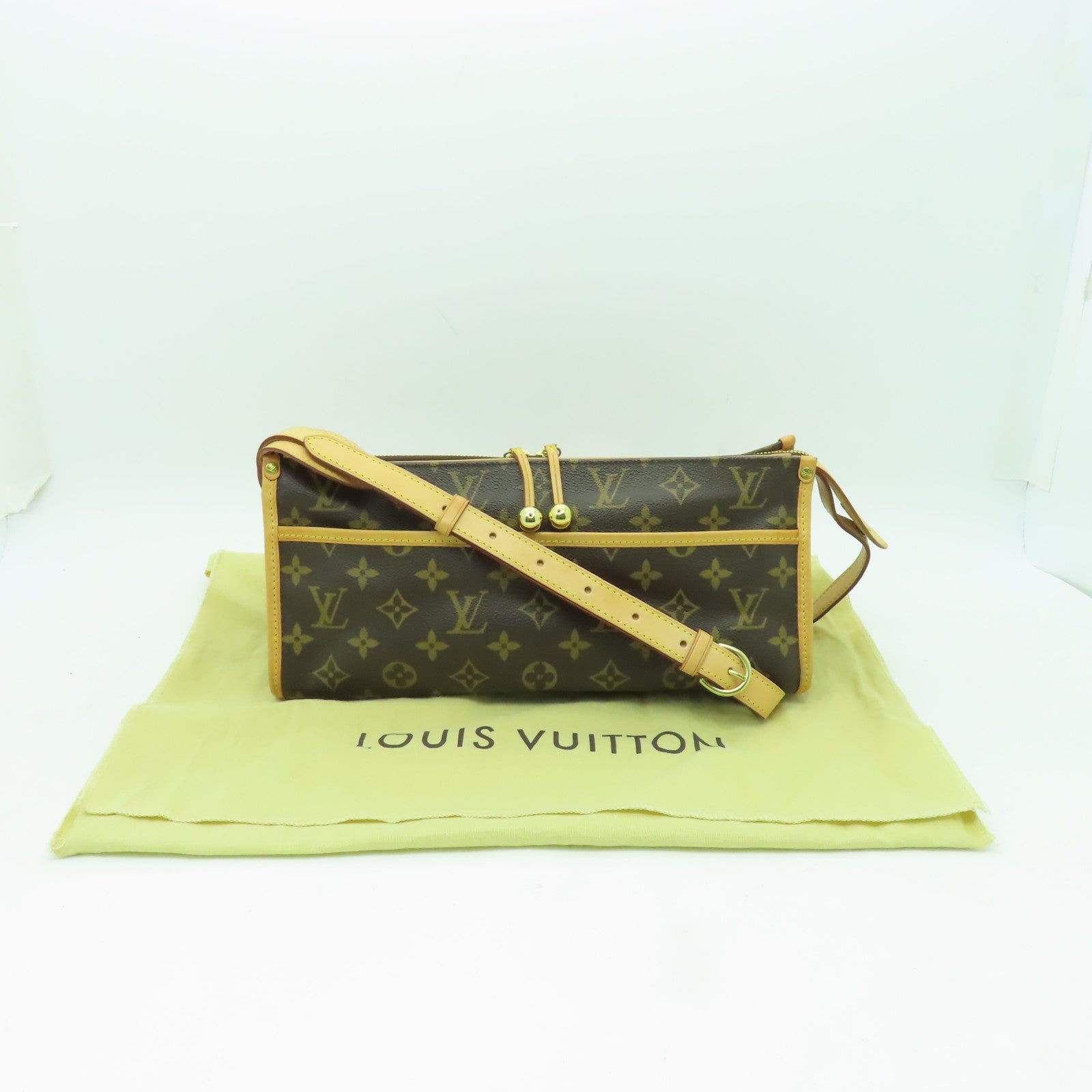 LOUIS VUITTON Monogram Popincourt金扣肩背袋棕色