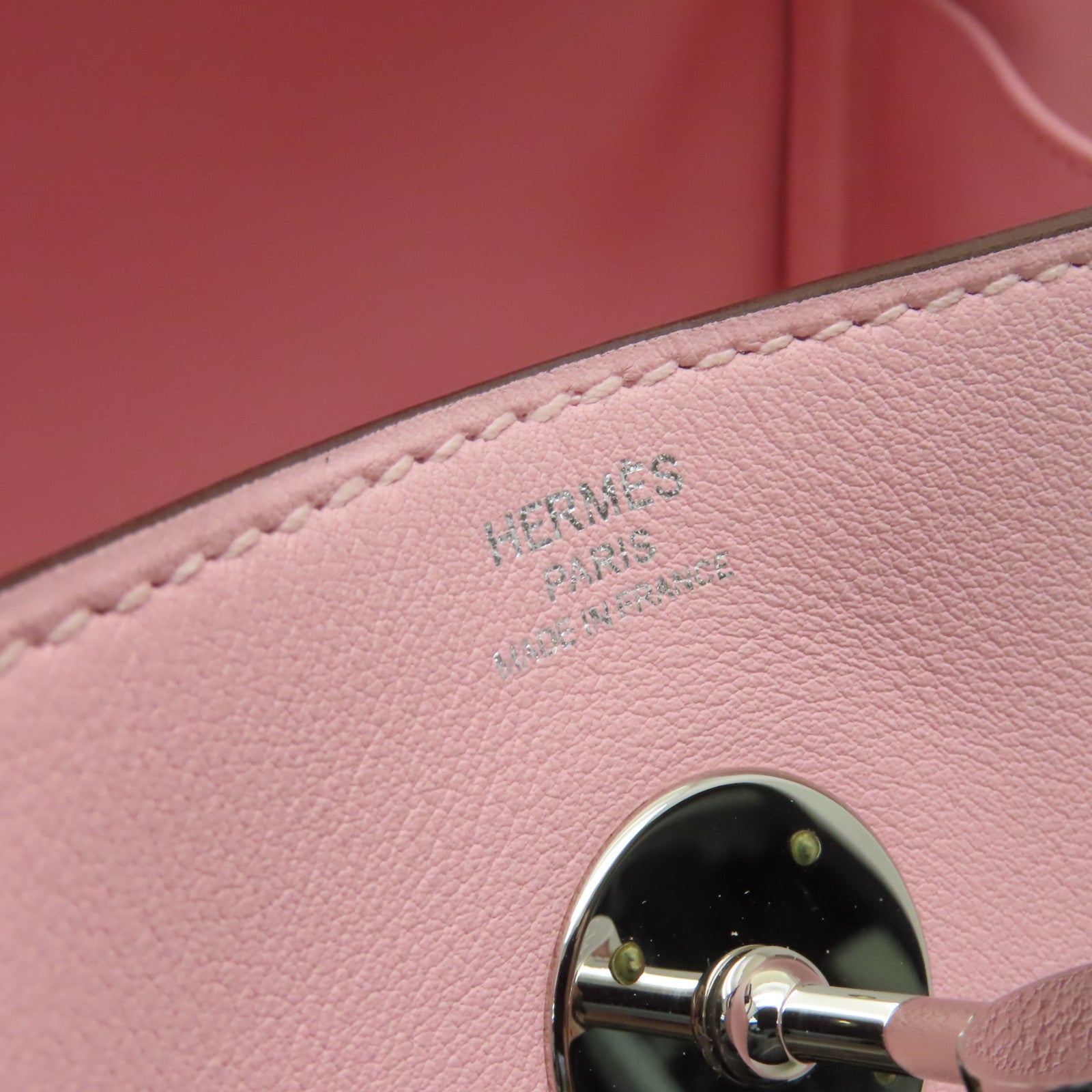 HERMES Swift皮革Lindy 26銀扣手挽肩背兩用袋粉紅色
