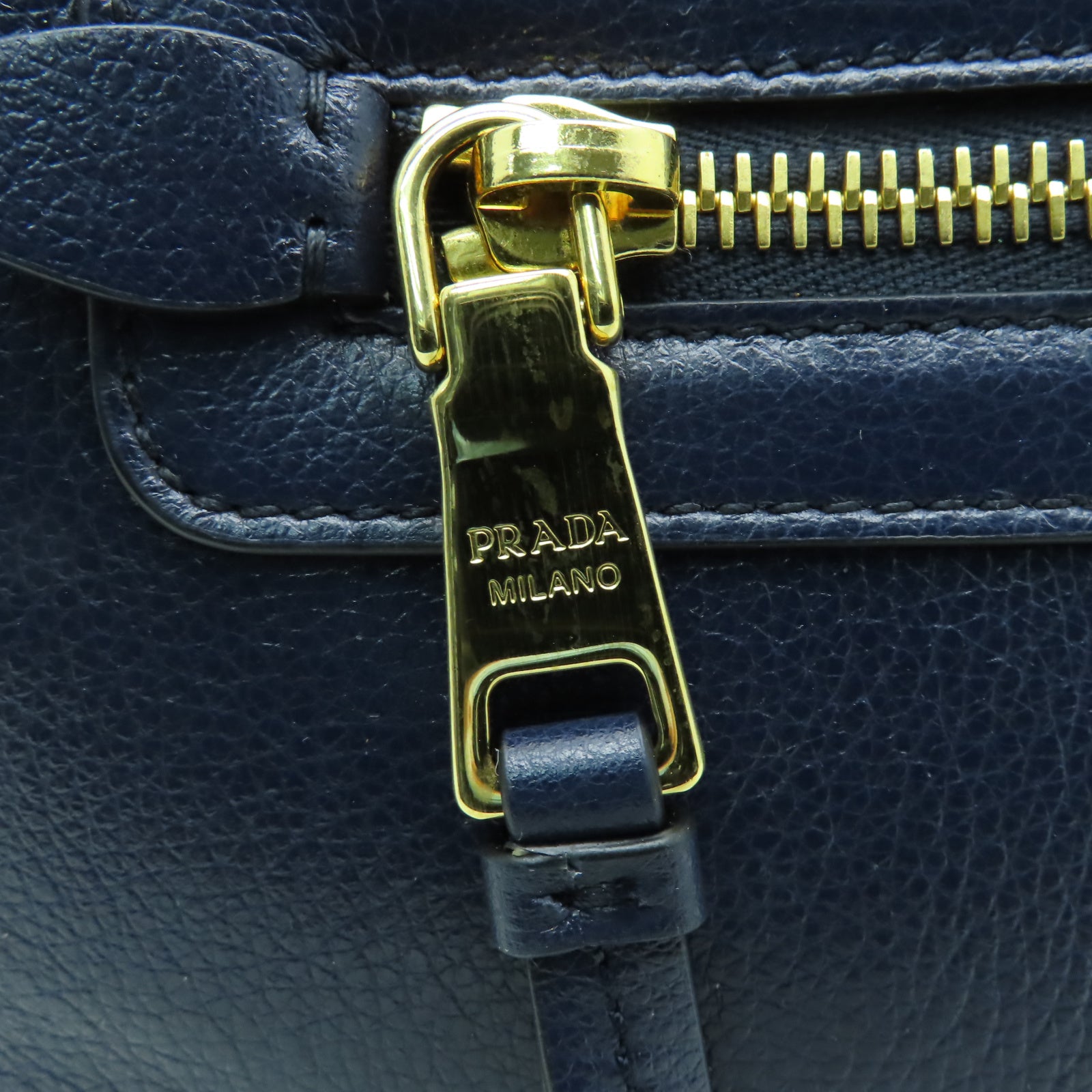 PRADA 牛皮皮革2 Way Shoulder金扣手挽肩背兩用袋藍色