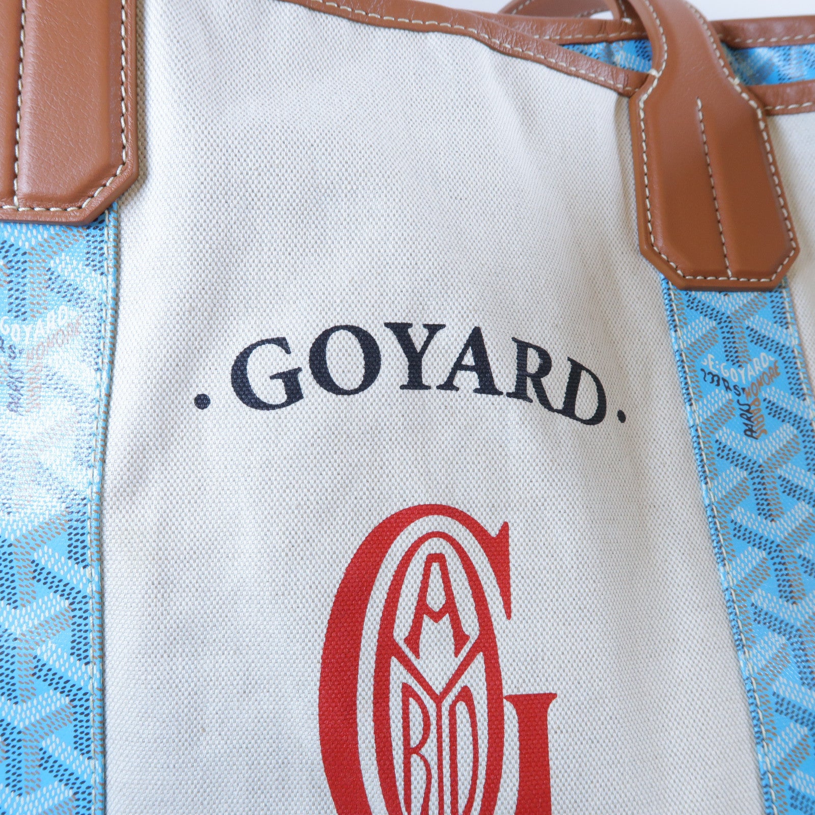 GOYARD 塗層帆布Bellara MM Tote Bag肩背袋米色/藍色
