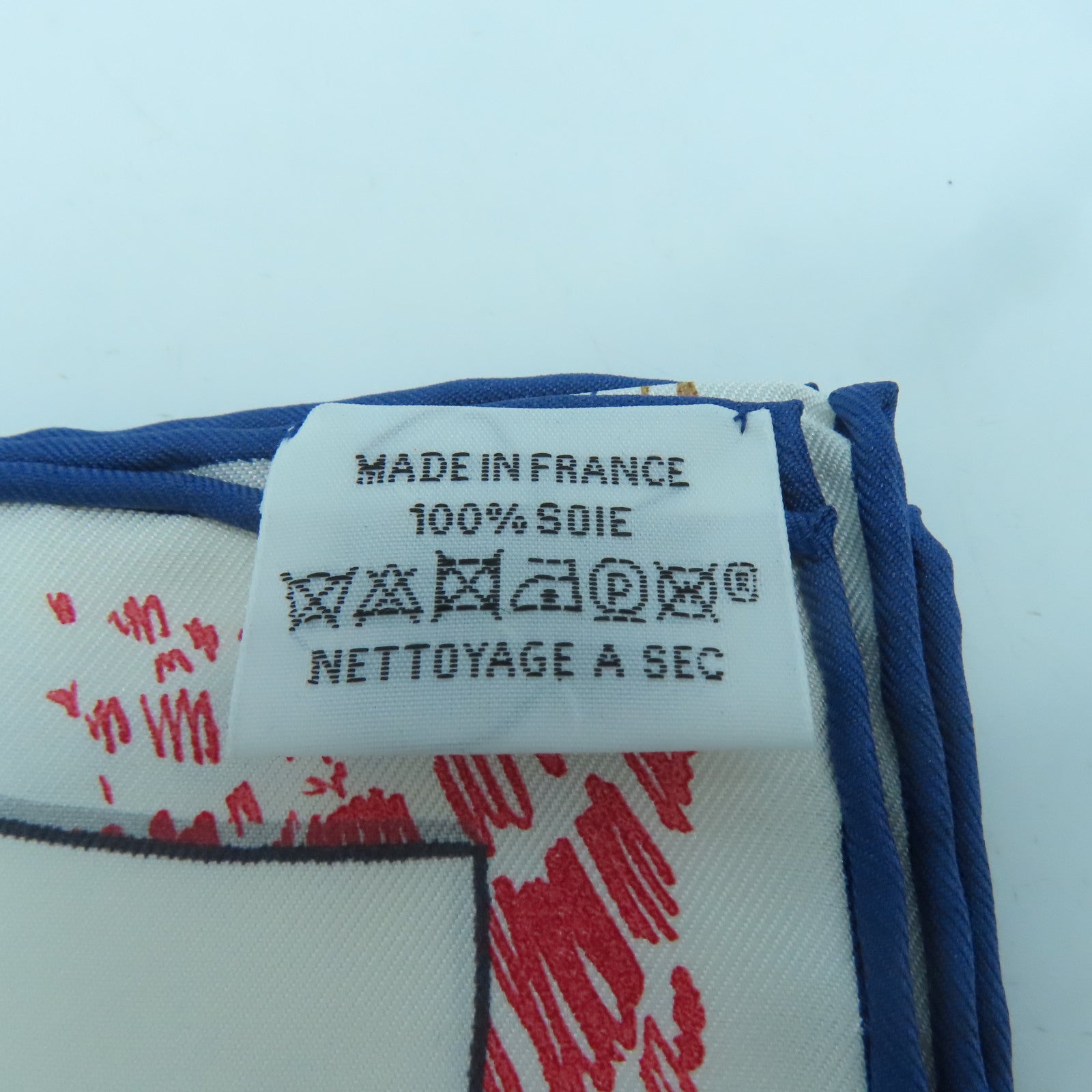 HERMES Silk 90X90 Scarf White/Blue