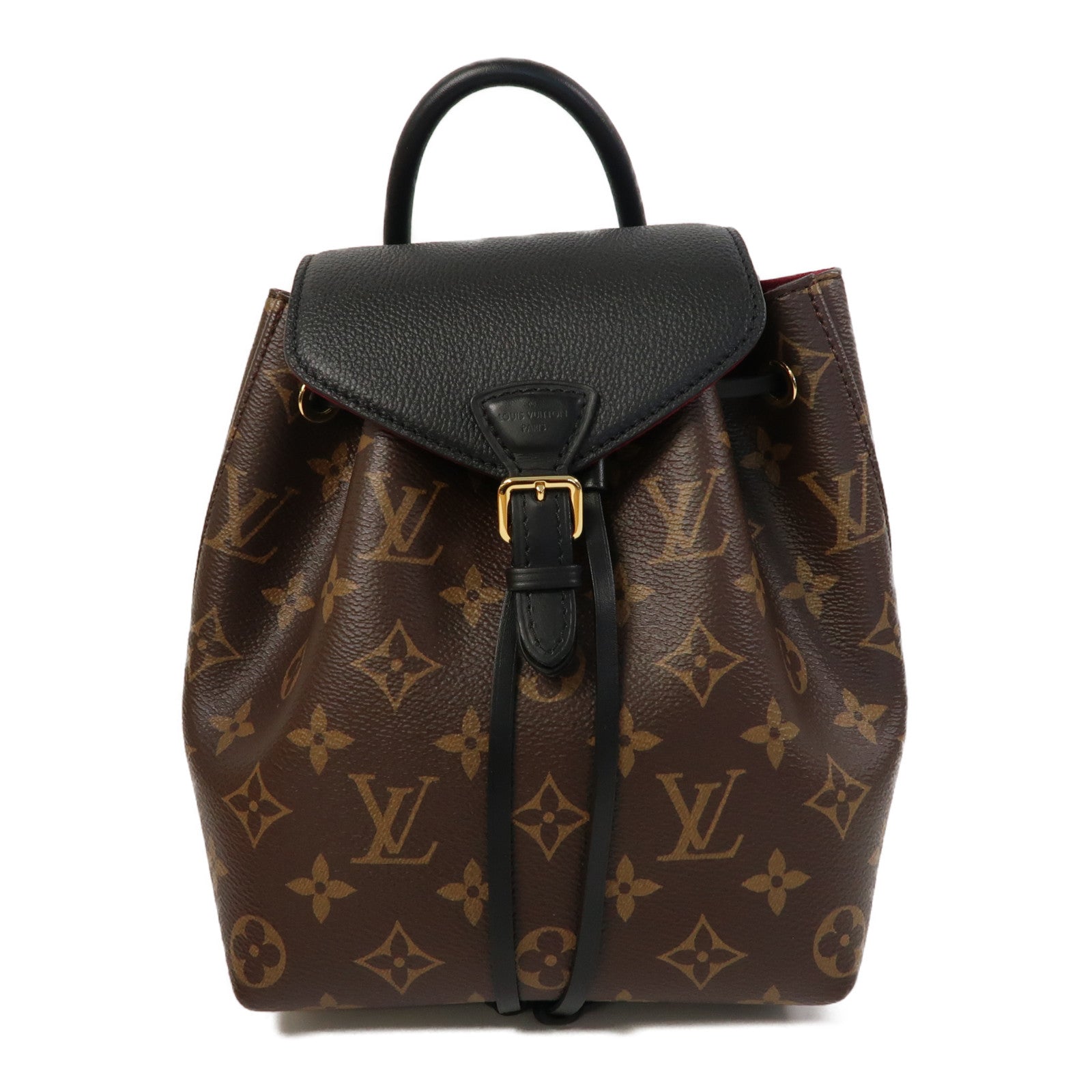 LOUIS VUITTON Monogram Montsouris BB金扣背包黑色/啡色