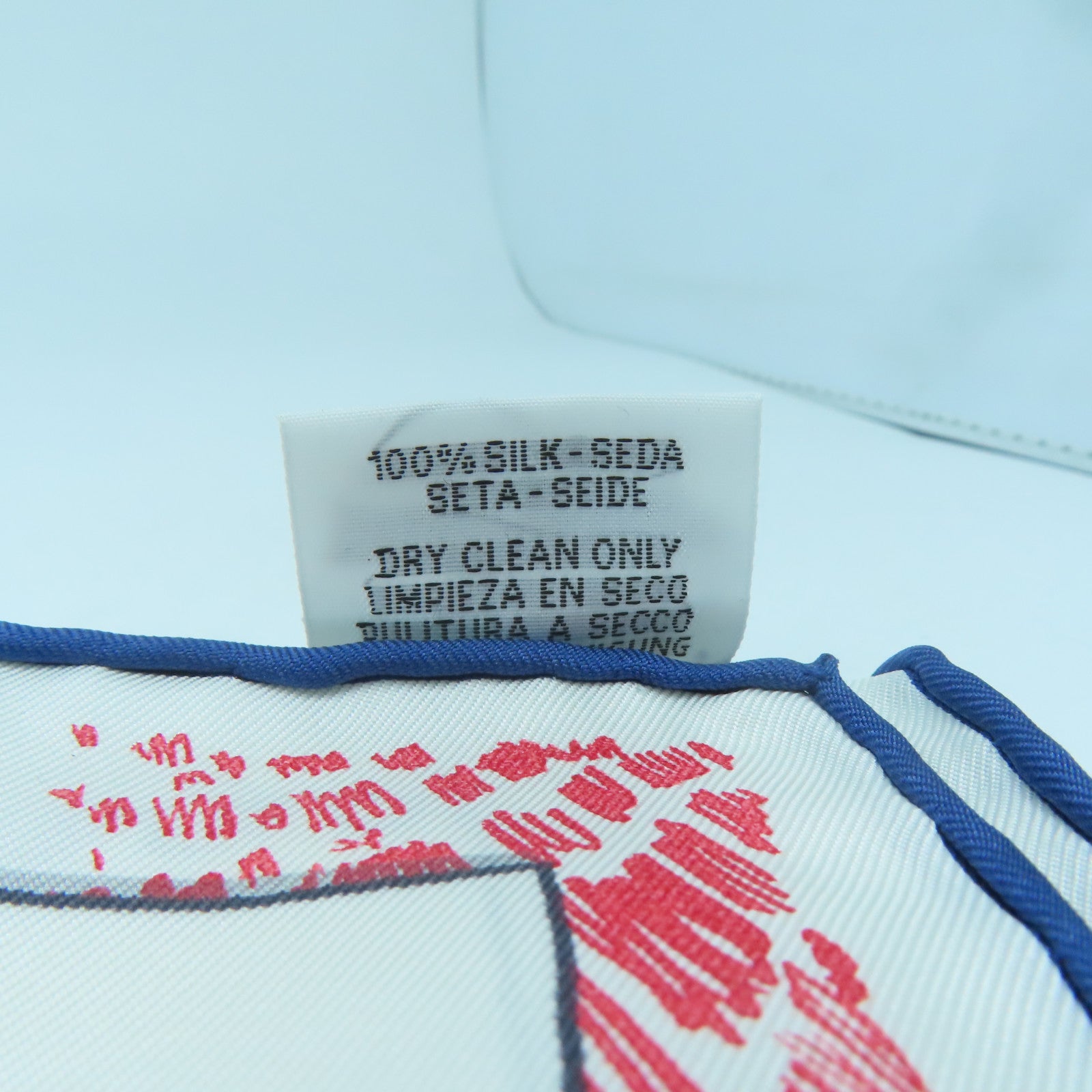 HERMES Silk 90X90 Scarf White/Blue