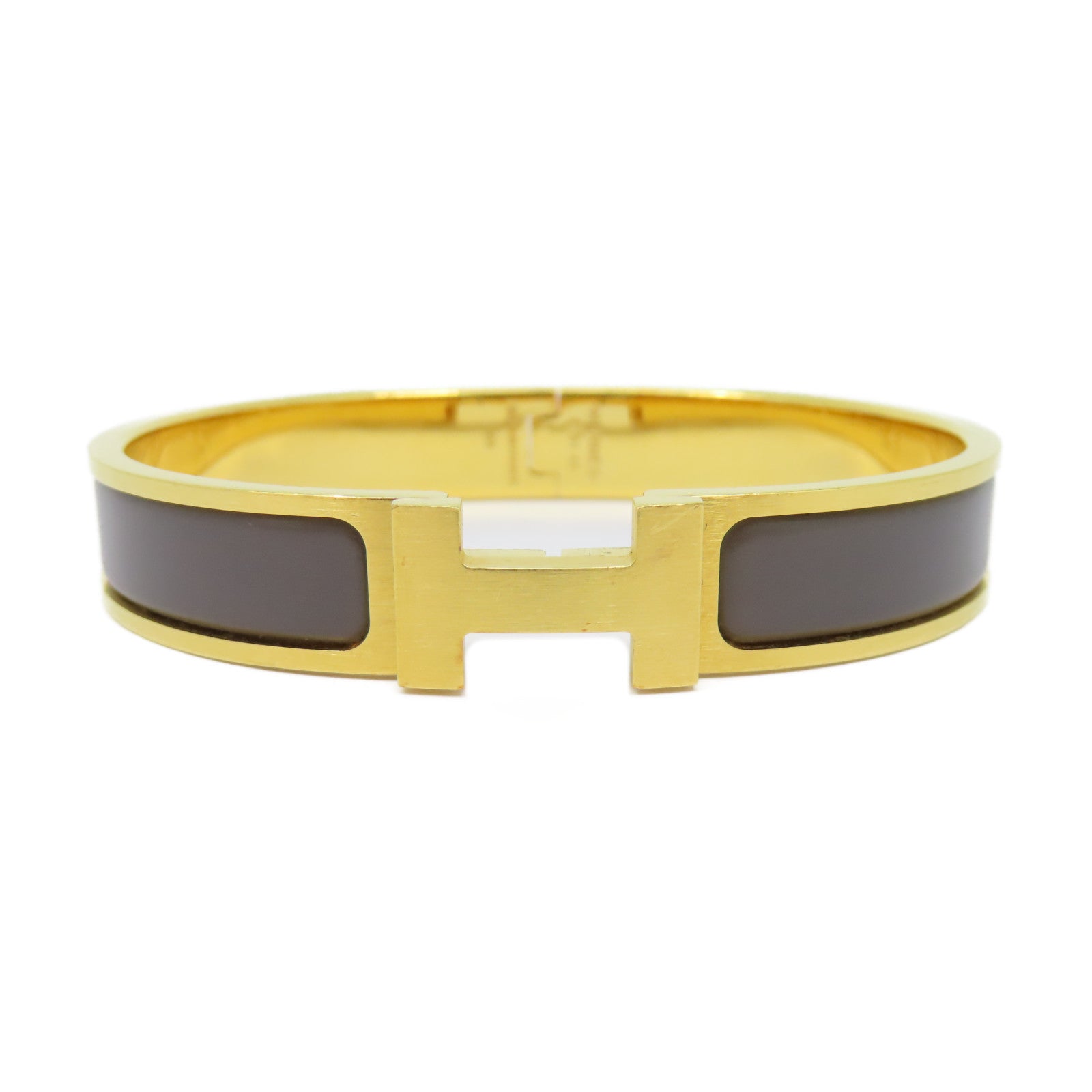 HERMES 金屬Clic H Bracelet手鐲錫灰色#19.5cm