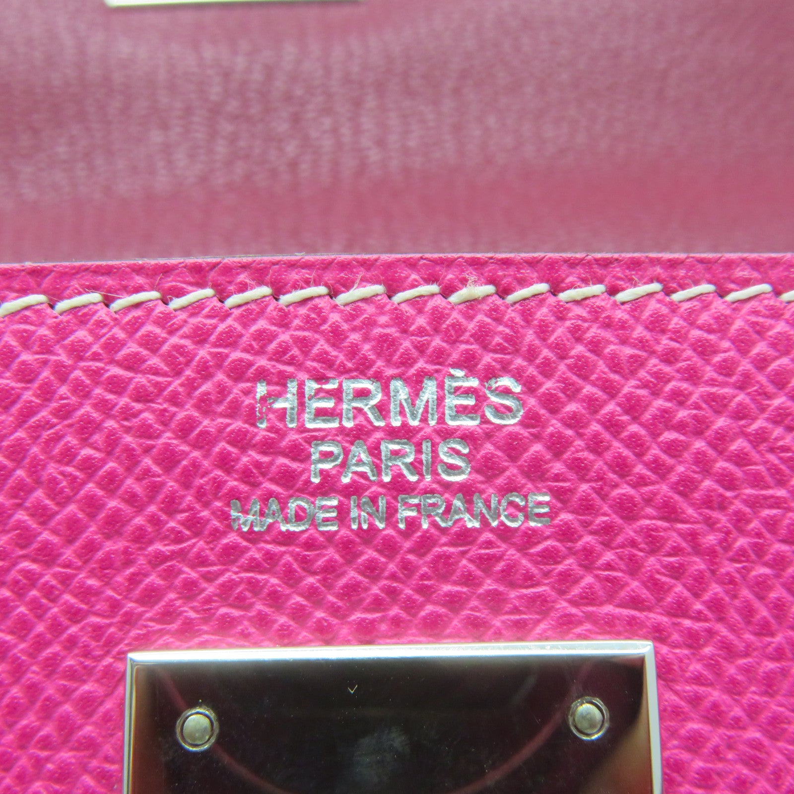 HERMES Epsom皮革Kelly 32银扣手挽肩背两用袋Tosca萤光桃红