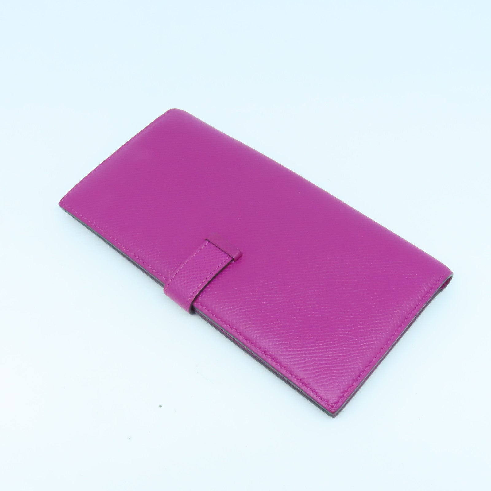 HERMES Epsom皮革Bearn Wallet銀扣長錢包玫瑰紫色