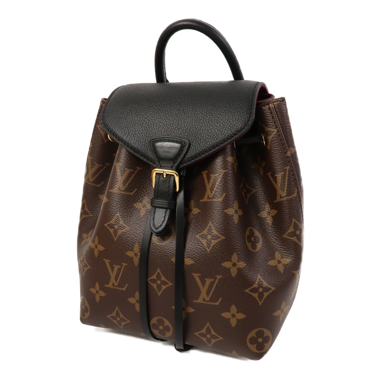 LOUIS VUITTON Monogram Montsouris BB金扣背包黑色/啡色