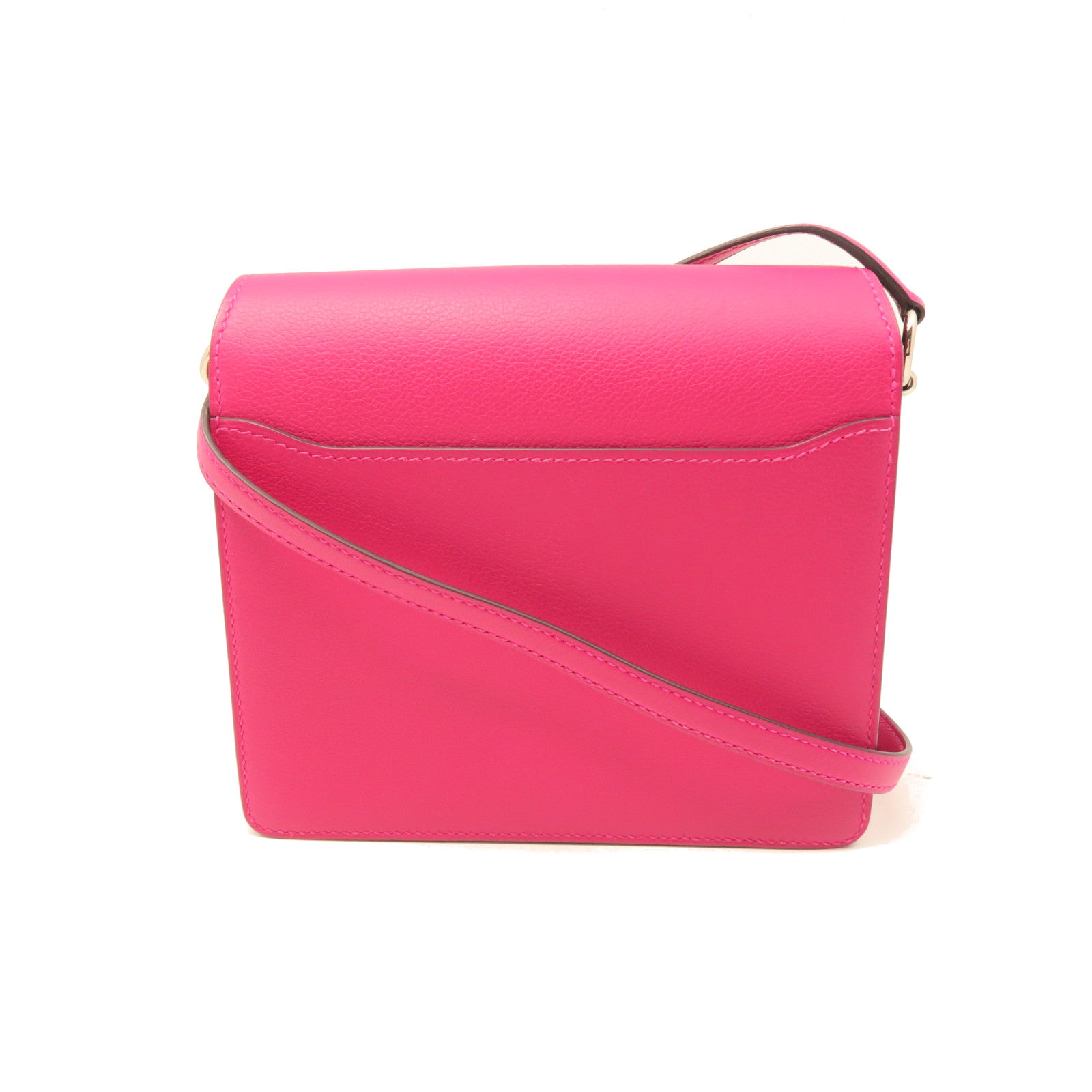 HERMES Evercolor Leather Mini Roulis Gold Buckle Shoulder Bag Pink