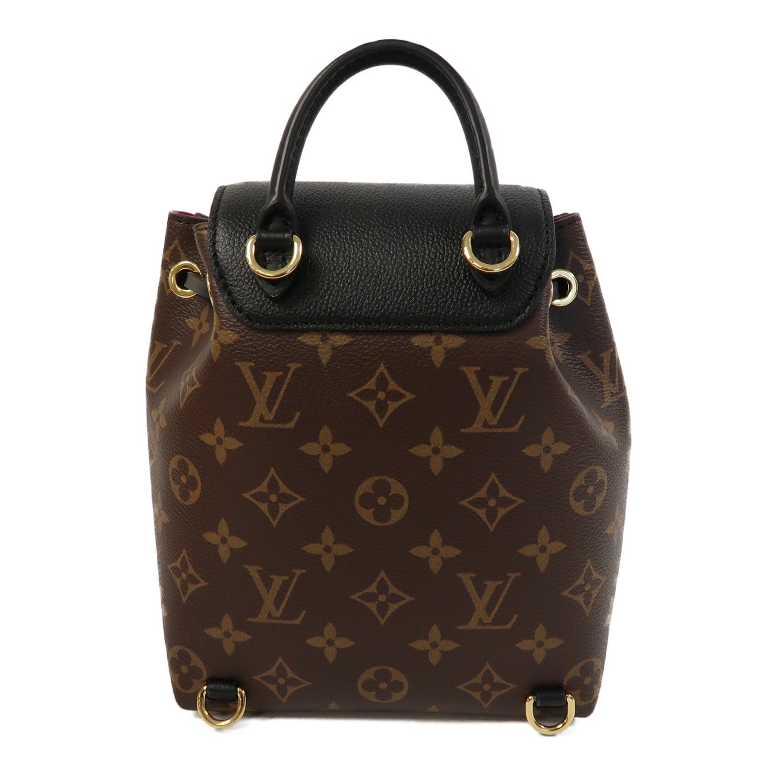 LOUIS VUITTON Monogram Montsouris BB金扣背包黑色/啡色