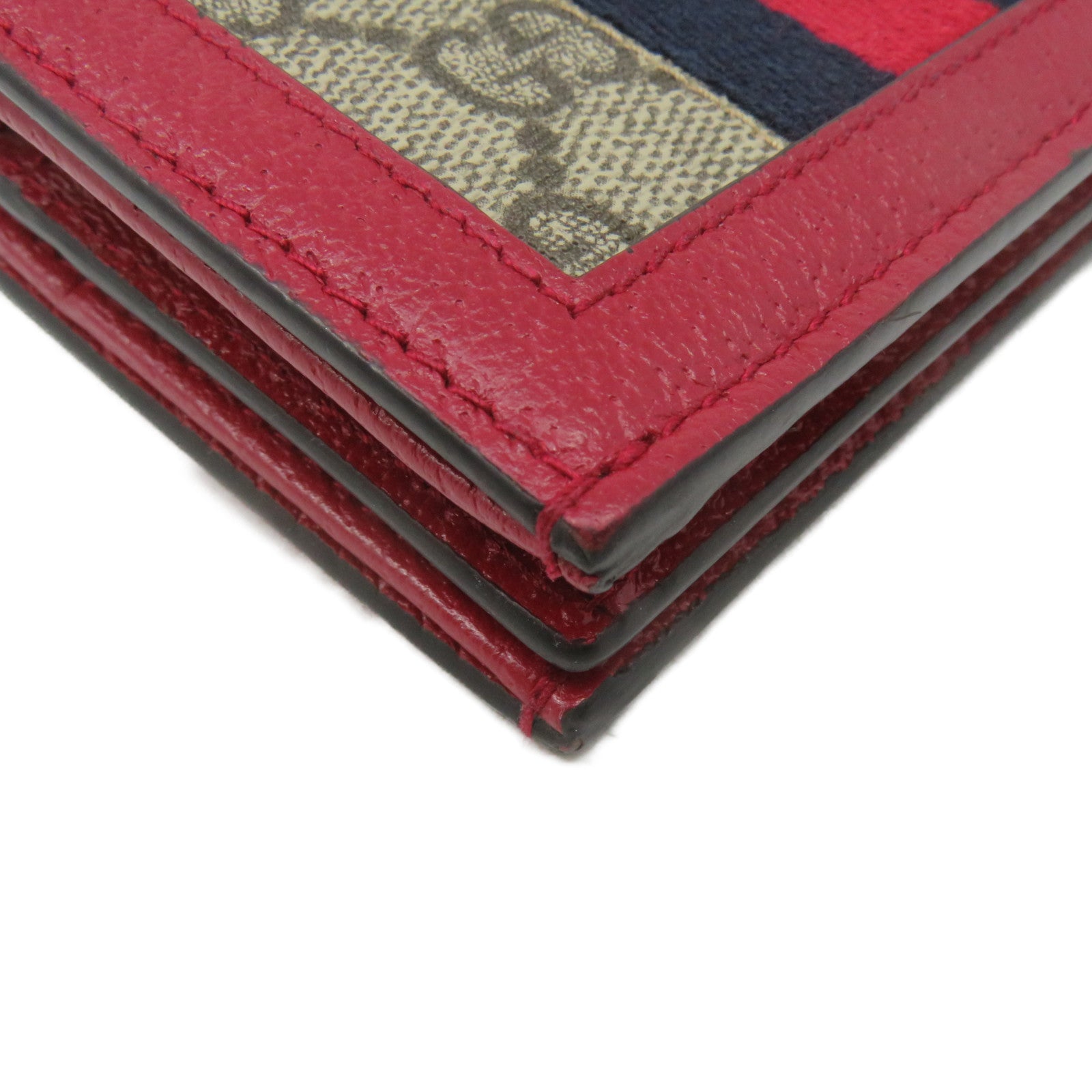 GUCCI 涂层帆布Mini Wallet短钱包啡色/红色