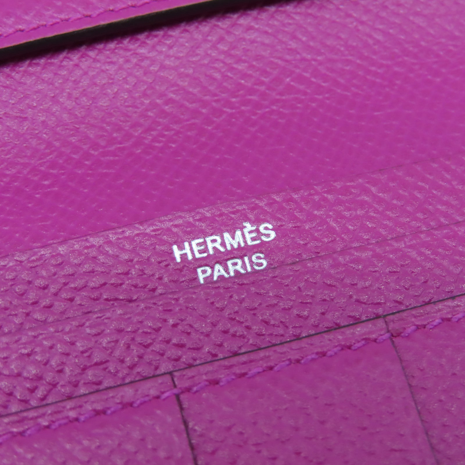HERMES Epsom皮革Bearn Wallet銀扣長錢包玫瑰紫色