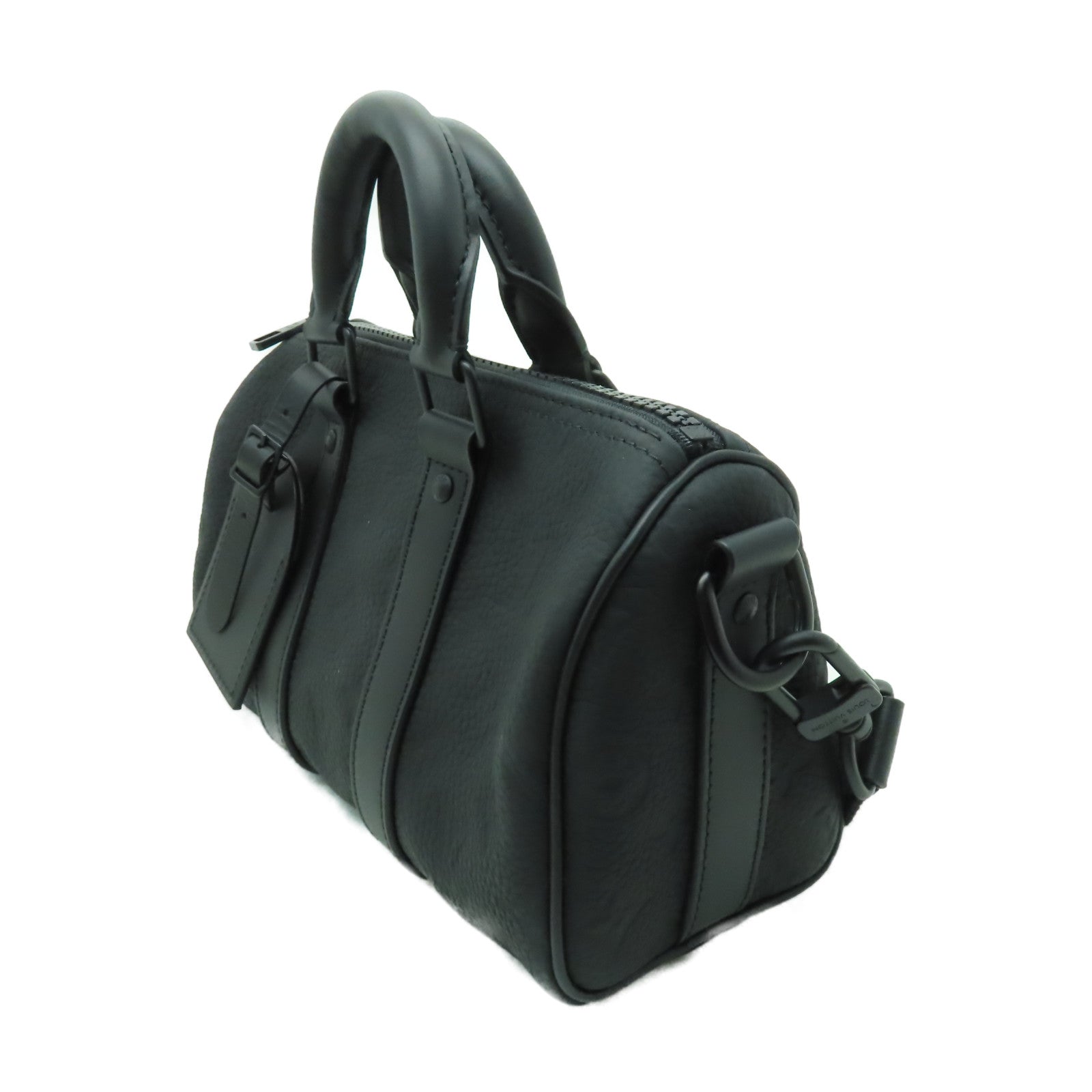 LOUIS VUITTON Taurillon Monogram Keepall Bandouliere 25手挽肩背兩用袋黑色