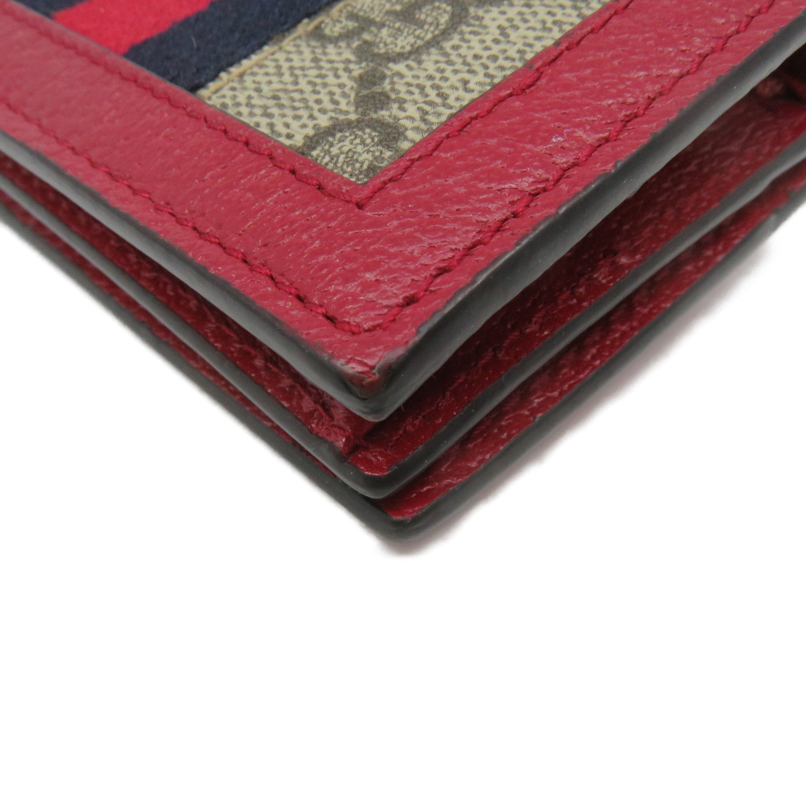 GUCCI 涂层帆布Mini Wallet短钱包啡色/红色