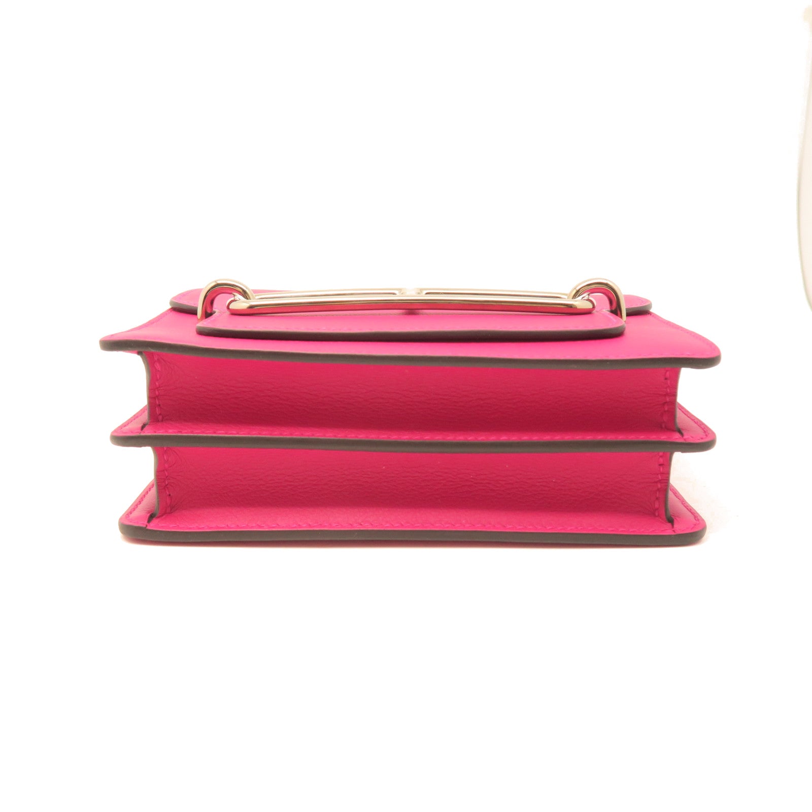 HERMES Evercolor Leather Mini Roulis Gold Buckle Shoulder Bag Pink