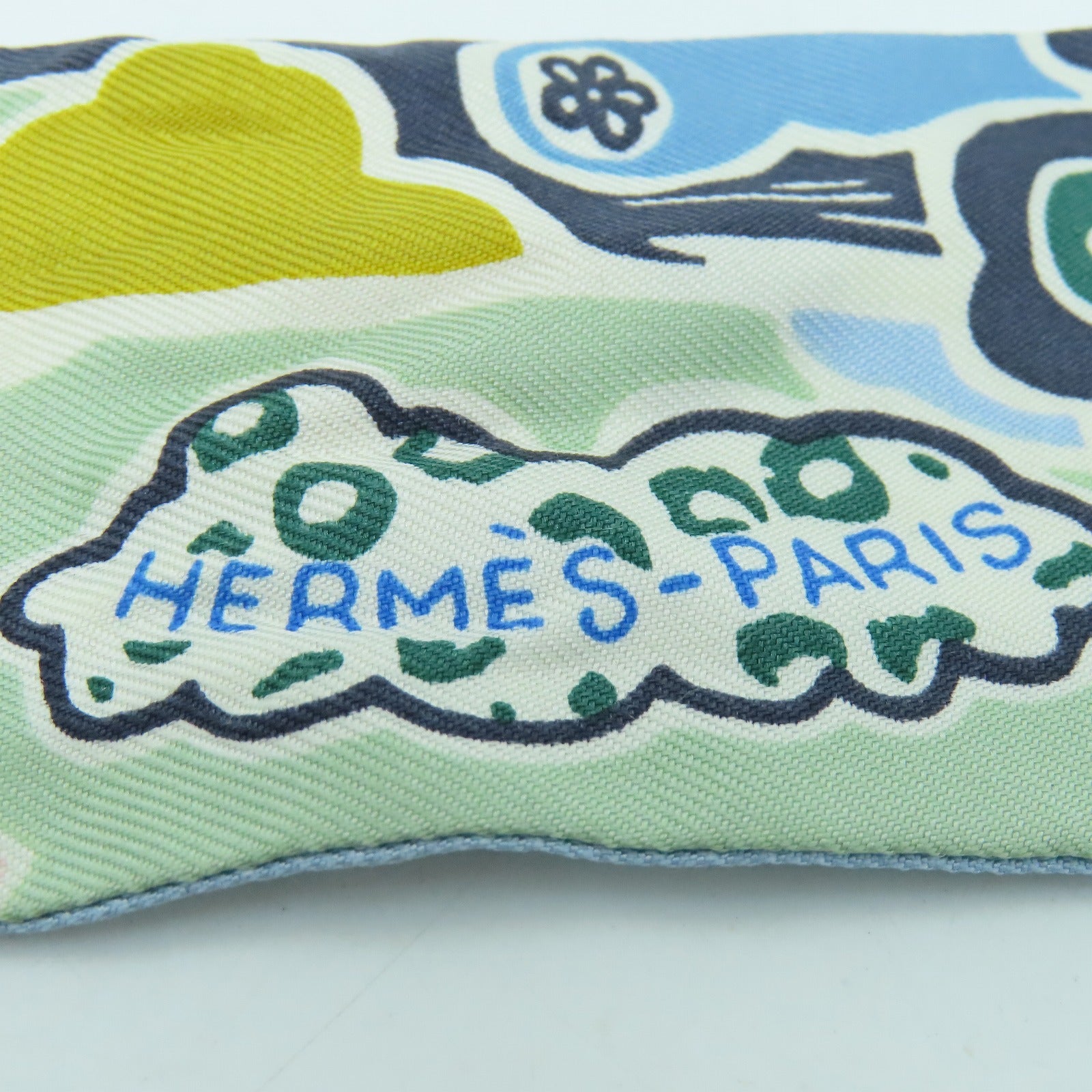 HERMES Silk Twilly Scarf Light Blue/Green/Color