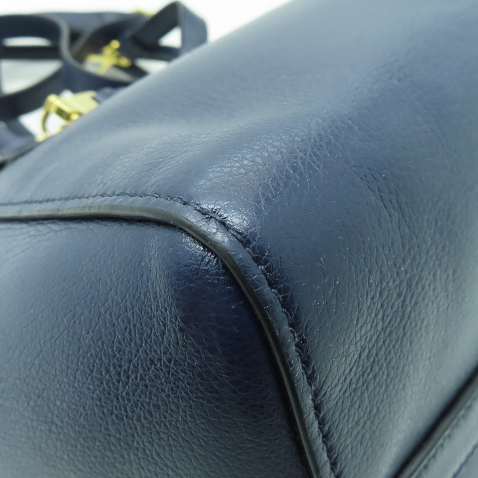 PRADA 牛皮皮革2 Way Shoulder金扣手挽肩背兩用袋藍色