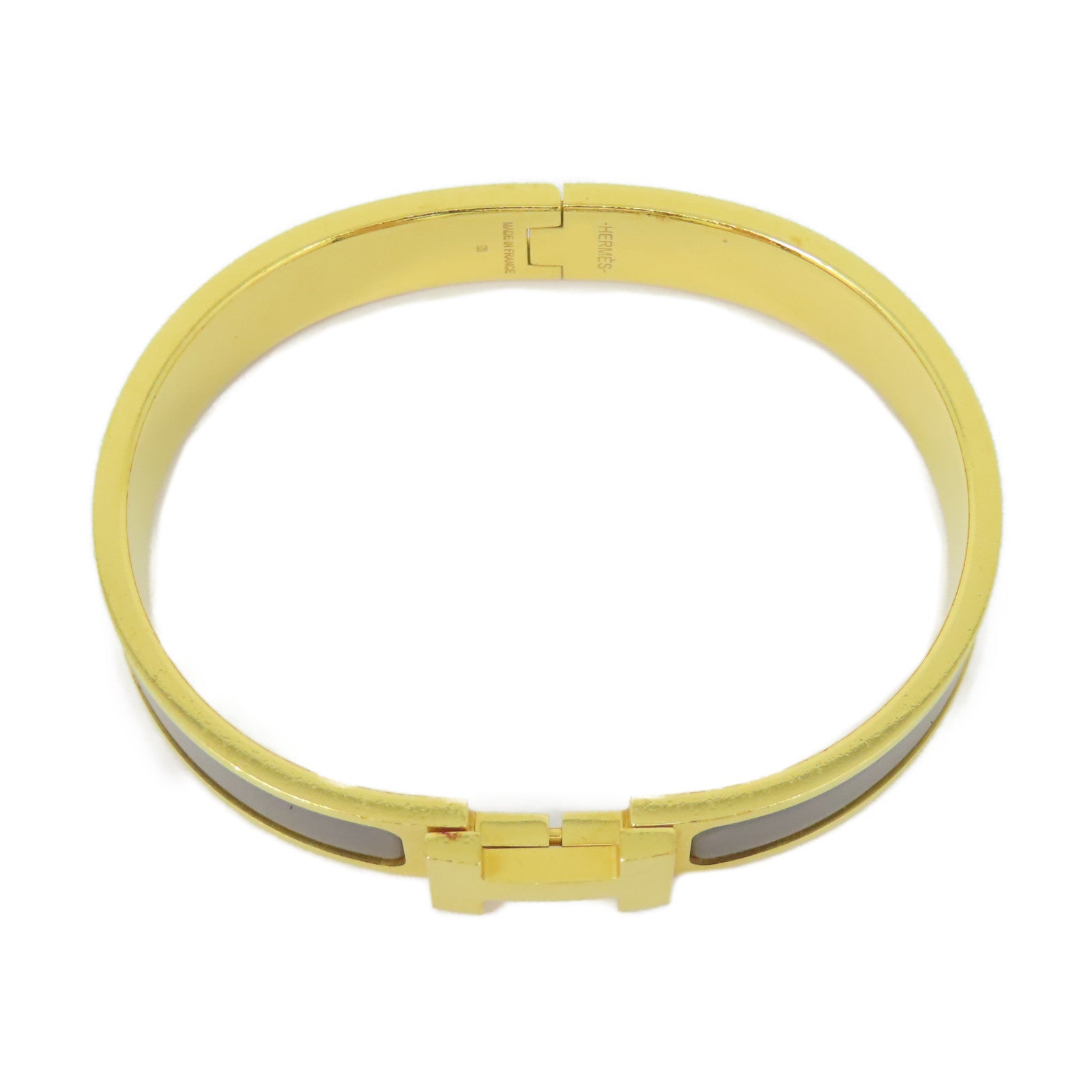 HERMES 金屬Clic H Bracelet手鐲錫灰色#19.5cm
