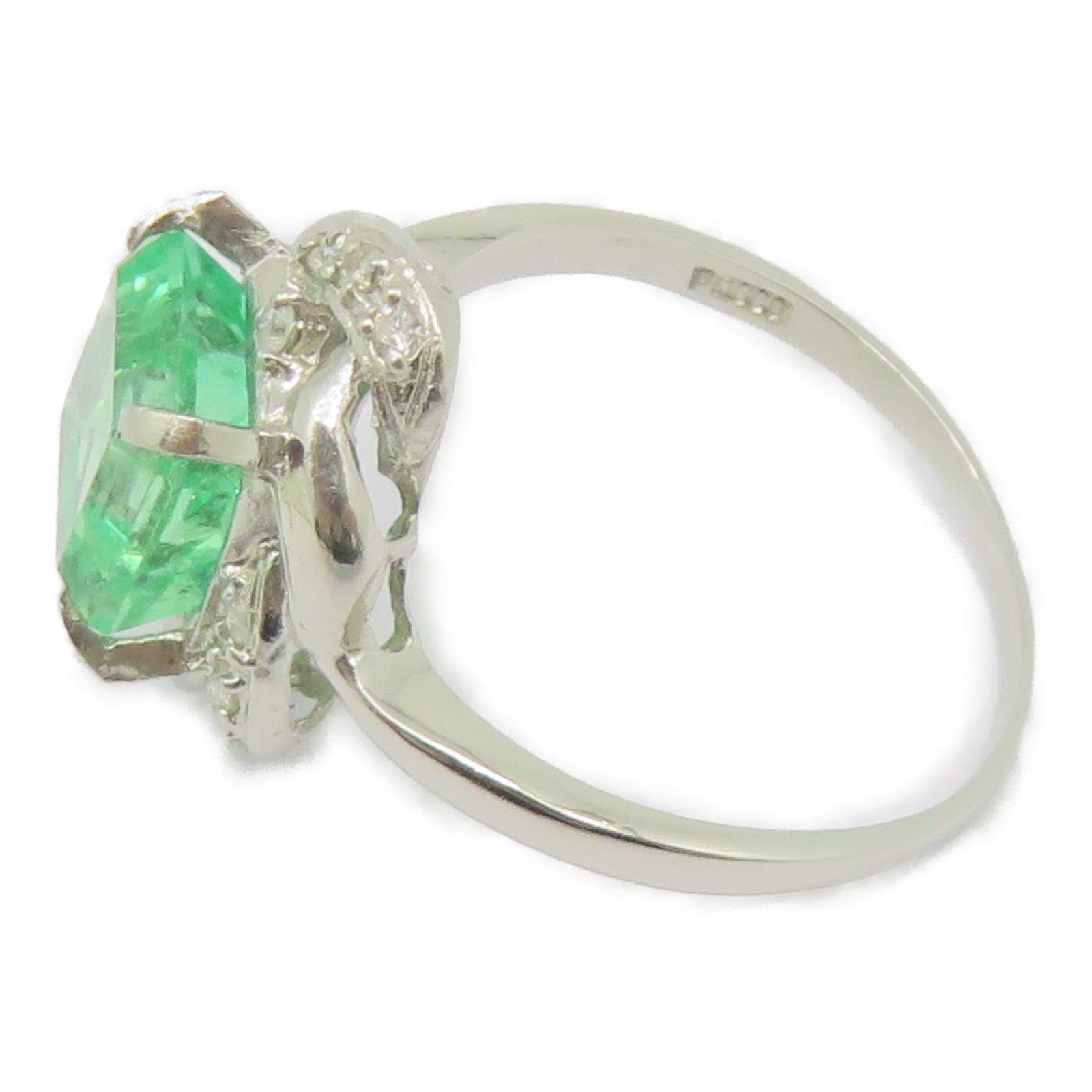 JEWELRY 【激减优惠】Pt1000铂金Emerald Ring 2.00绿宝石/0.10ct钻石戒指US#7.25