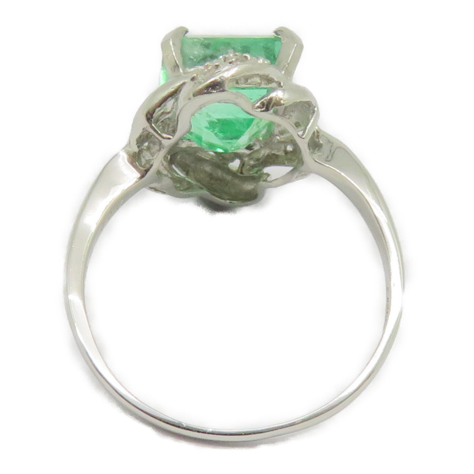 JEWELRY 【激减优惠】Pt1000铂金Emerald Ring 2.00绿宝石/0.10ct钻石戒指US#7.25