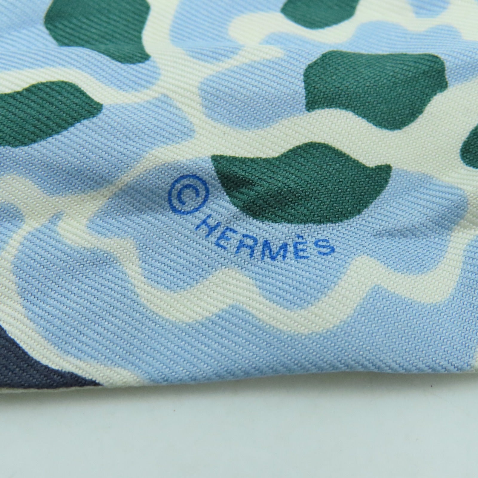 HERMES Silk Twilly Scarf Light Blue/Green/Color