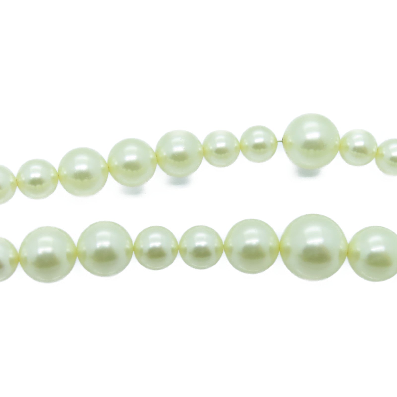 CHANEL 仿珍珠/金屬Necklace金扣項鍊白色/金色