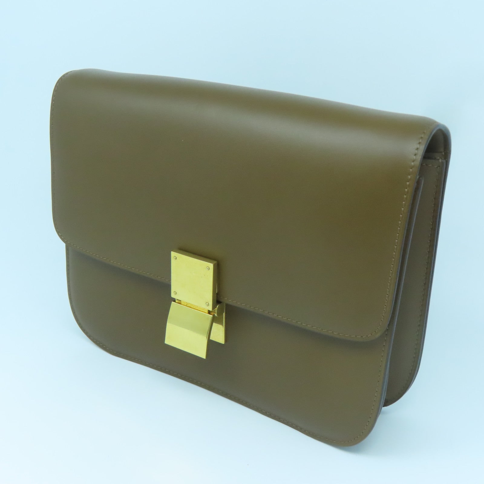 CELINE cowhide leather Shoulder Bag gold buckle shoulder bag brown