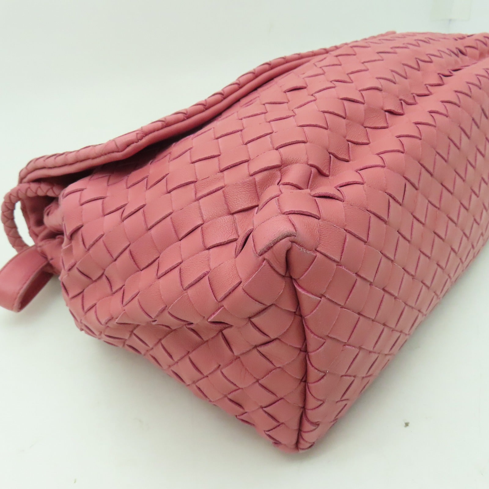 BOTTEGA VENETA 織紋皮革Shoulder Bag金扣肩背袋粉紅色