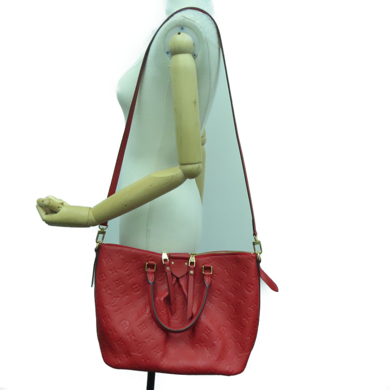 LOUIS VUITTON 【激减优惠】Monogram Empreinte Mazarine MM金扣手挽肩背两用袋红色