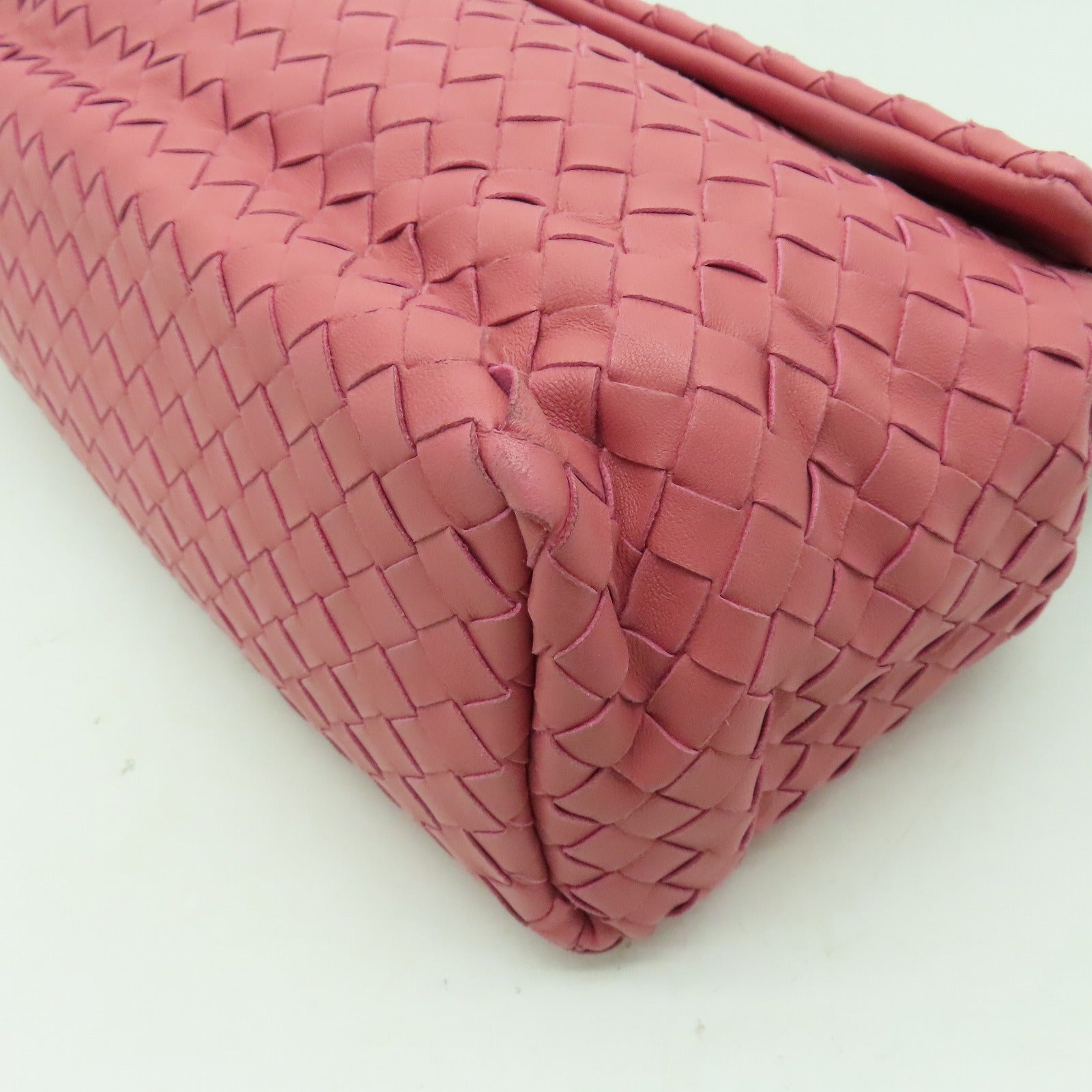 BOTTEGA VENETA 織紋皮革Shoulder Bag金扣肩背袋粉紅色