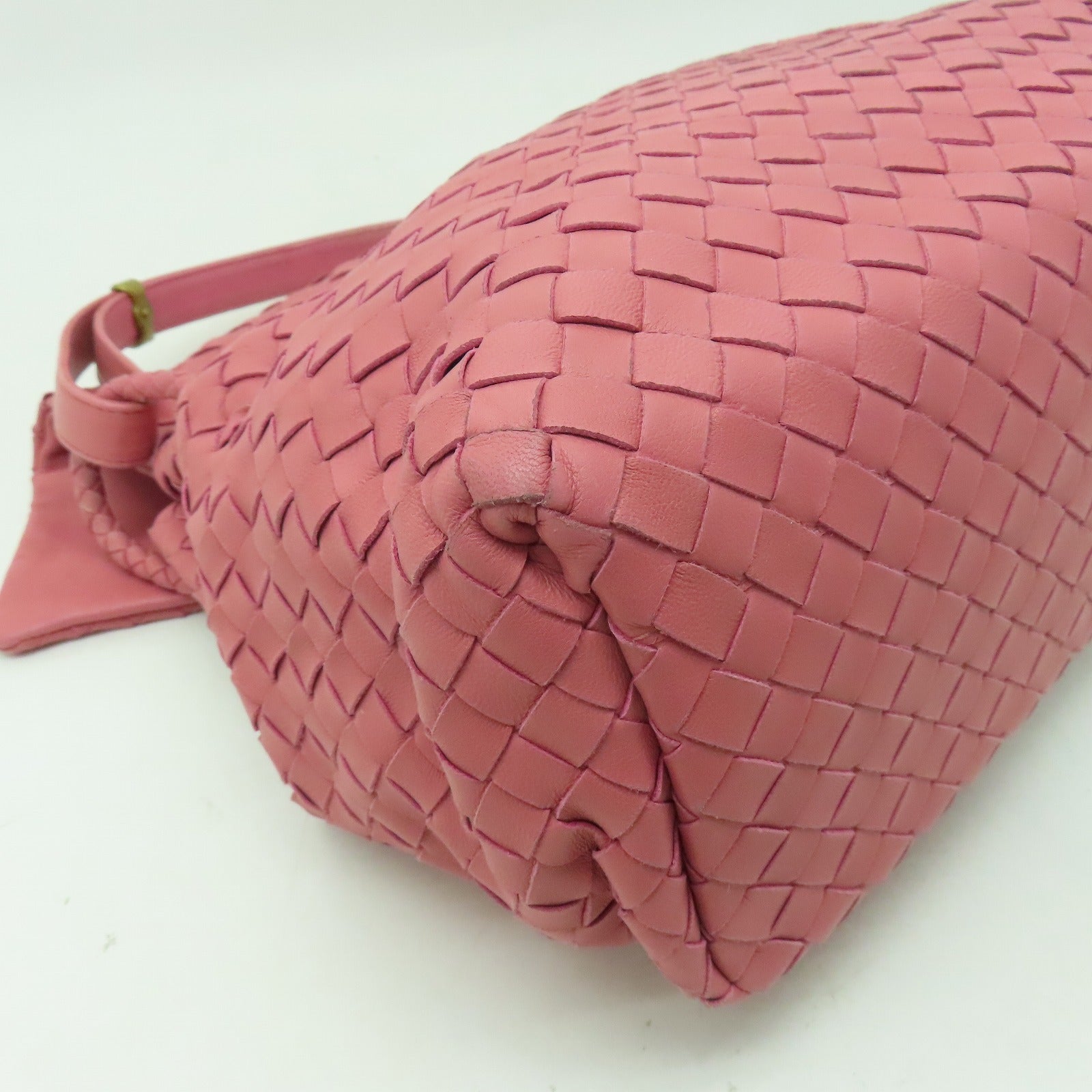 BOTTEGA VENETA 織紋皮革Shoulder Bag金扣肩背袋粉紅色