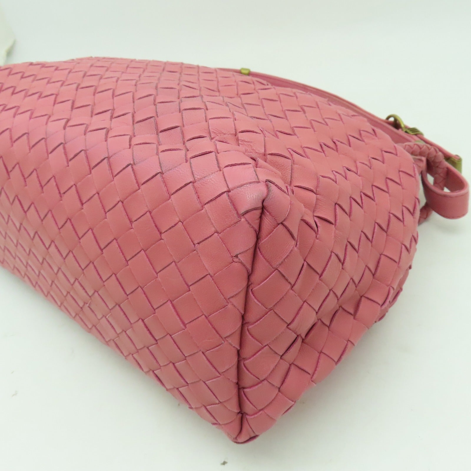 BOTTEGA VENETA 織紋皮革Shoulder Bag金扣肩背袋粉紅色