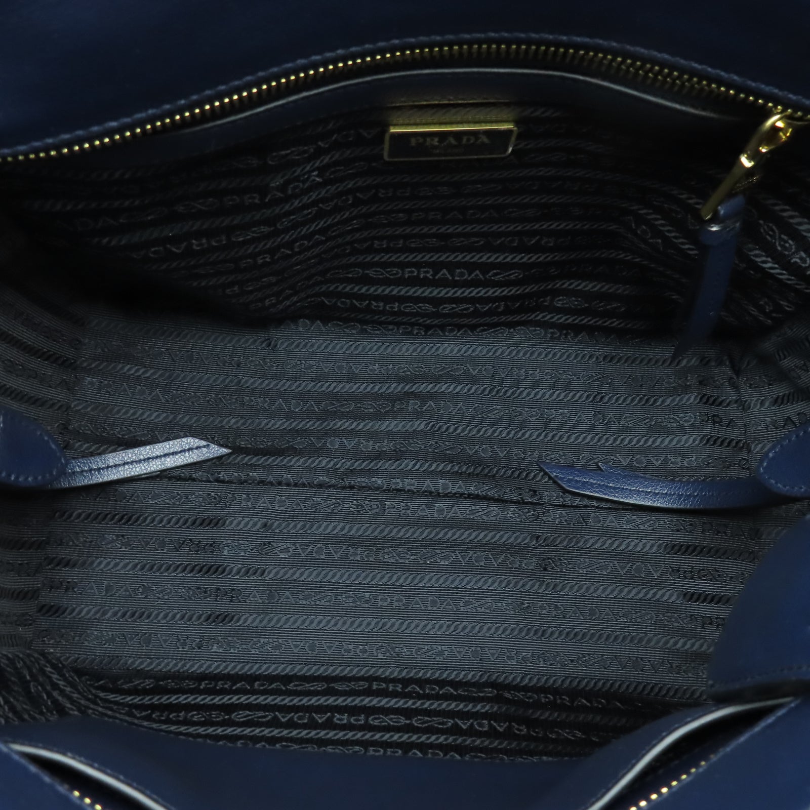 PRADA 牛皮皮革2 Way Shoulder金扣手挽肩背兩用袋藍色
