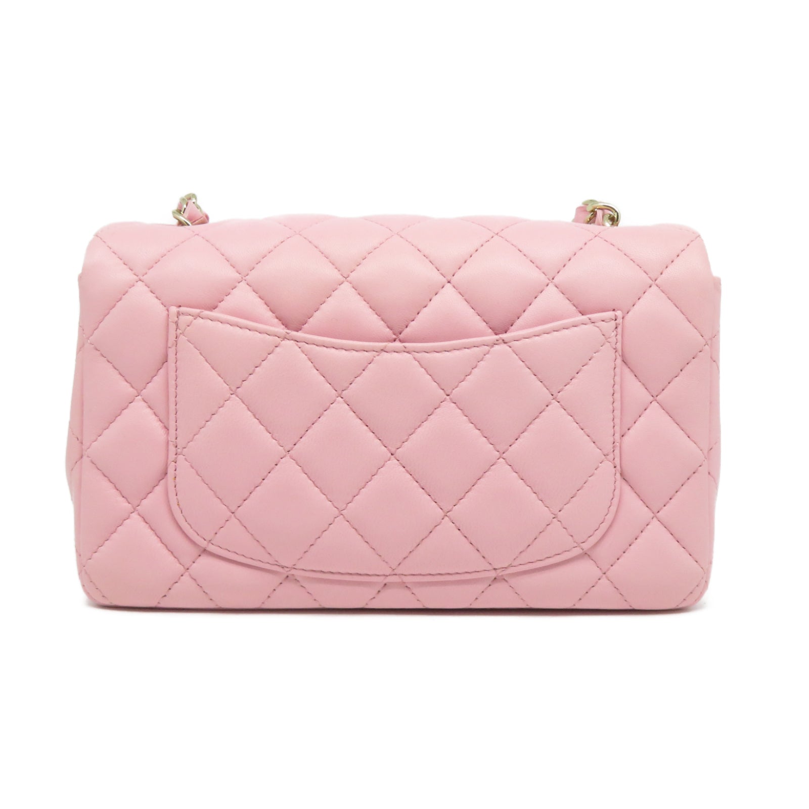 CHANEL 菱格羊皮皮革Classic 20cm金扣鏈帶肩背袋粉紅色