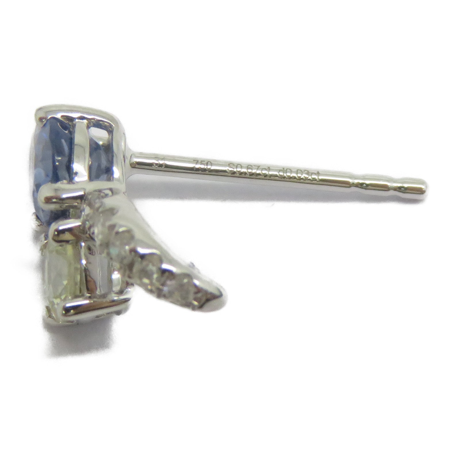 JEWELRY 18K白金Sapphire Diamond Earrings 1.34ct藍寶石/0.06ct鑽石耳環