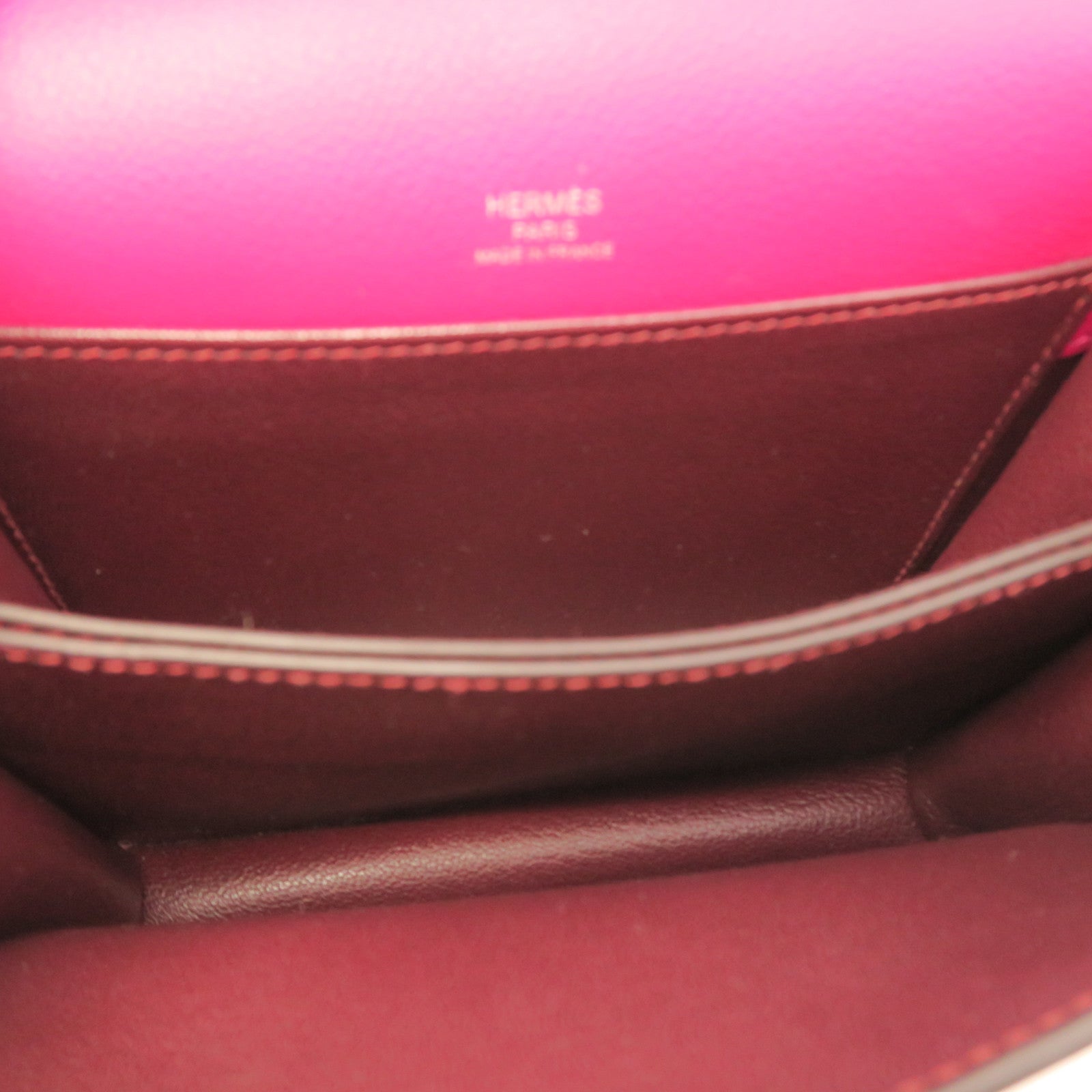 HERMES Evercolor Leather Mini Roulis Gold Buckle Shoulder Bag Pink