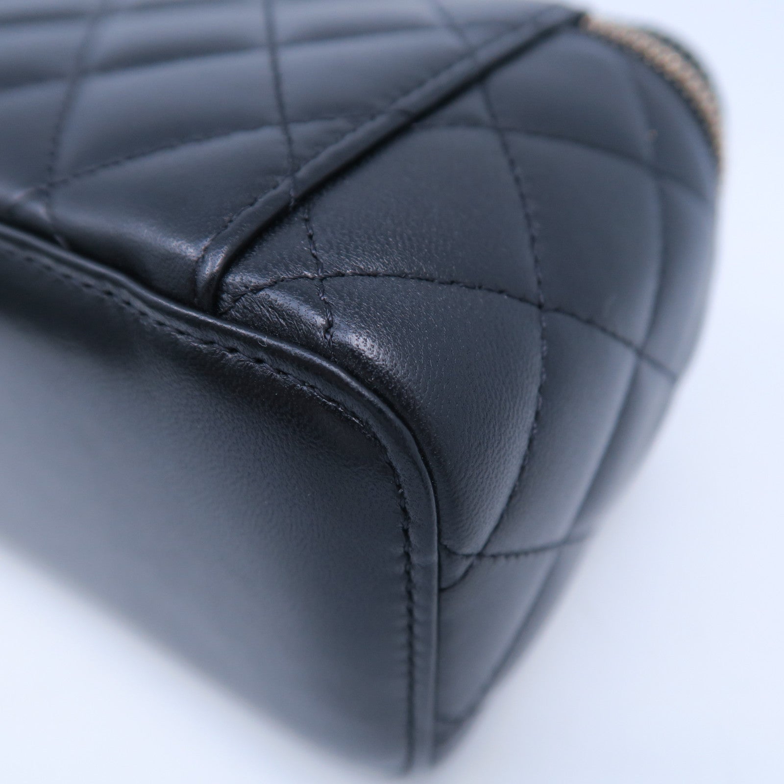 CHANEL 菱格羊皮皮革Chain Shoulder銀扣鏈帶手挽肩背兩用袋黑色