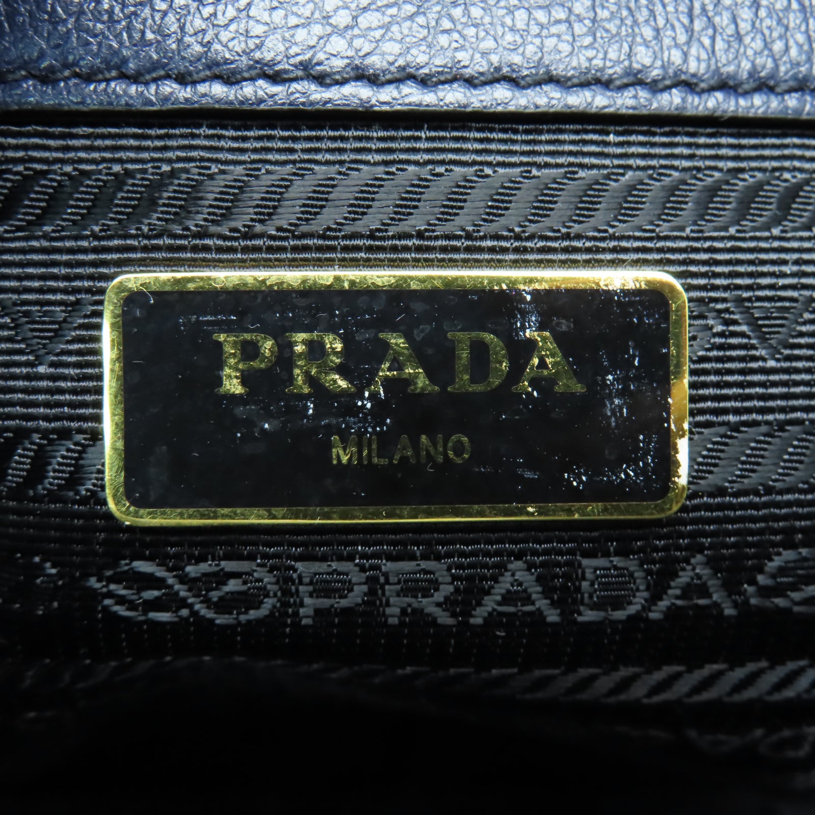 PRADA 牛皮皮革2 Way Shoulder金扣手挽肩背兩用袋藍色
