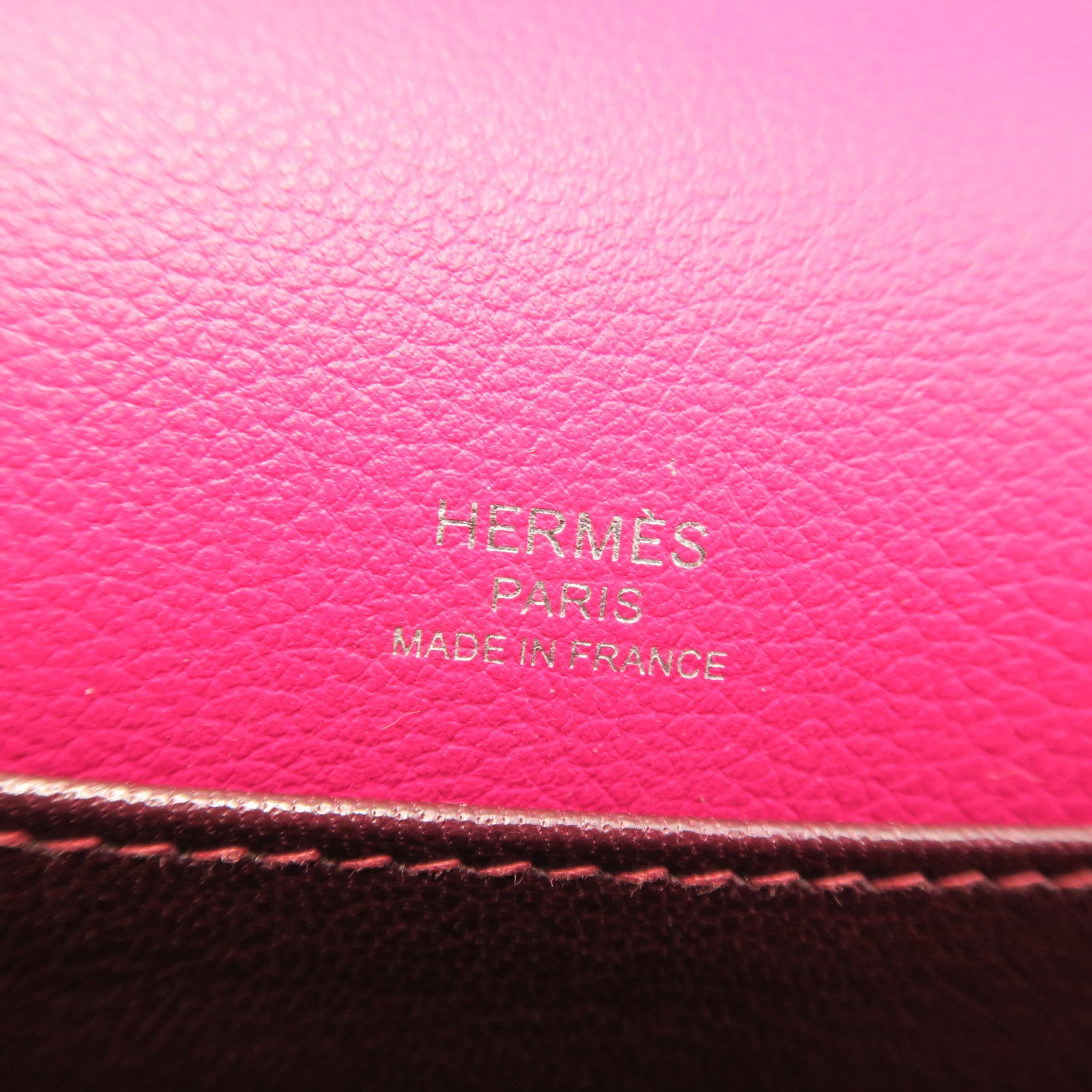 HERMES Evercolor Leather Mini Roulis Gold Buckle Shoulder Bag Pink