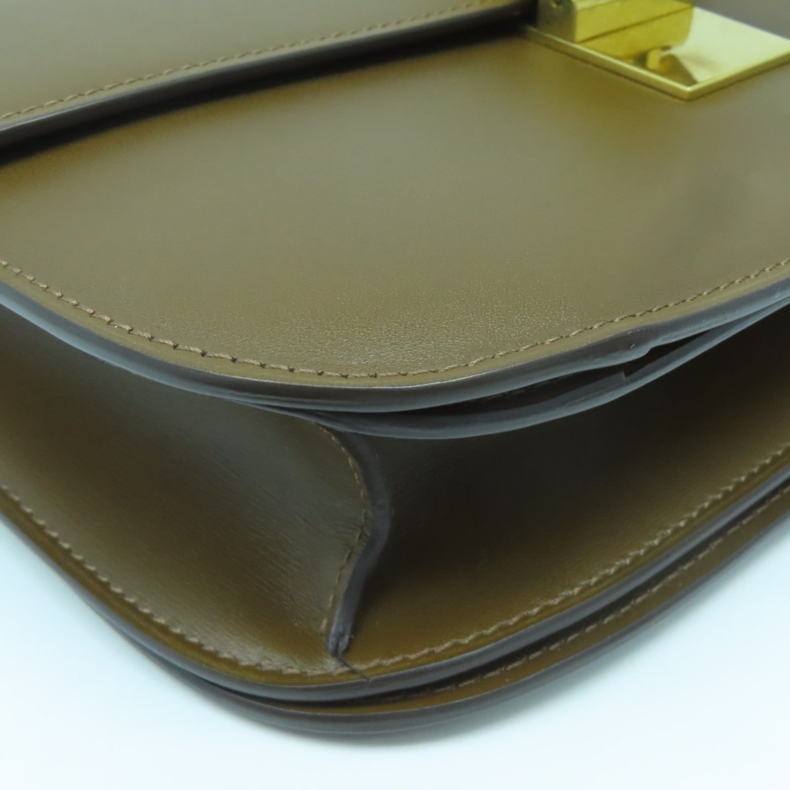 CELINE cowhide leather Shoulder Bag gold buckle shoulder bag brown